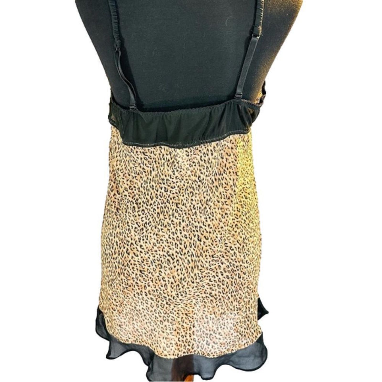 Designer Leopard Print Babydoll Nightie with Bow Thong Size ONE SIZE - 4 Thumbnail