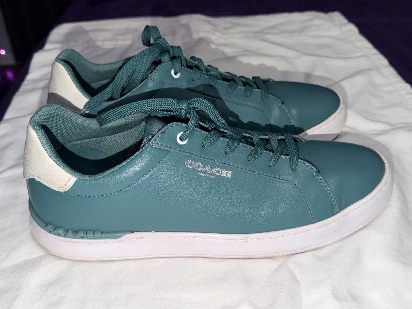 Coach Coach Mens Clip Low Top Sneaker 10.5D Chalk Ocean C3081 Size US 10.5 / EU 43-44 - 4 Thumbnail