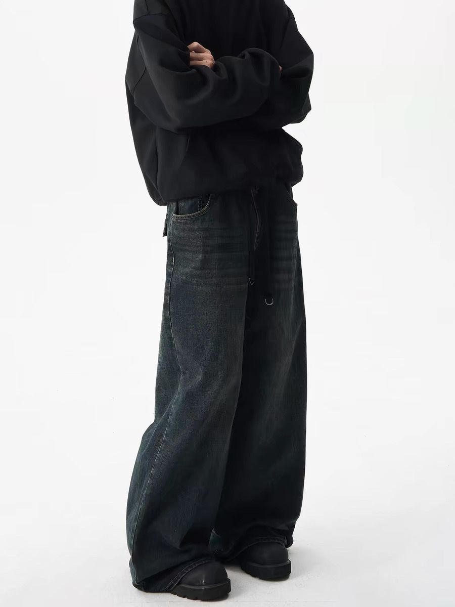 Japanese Brand × Vintage American washed loose wide leg casual jeans for men Size US 29 - 2 Thumbnail