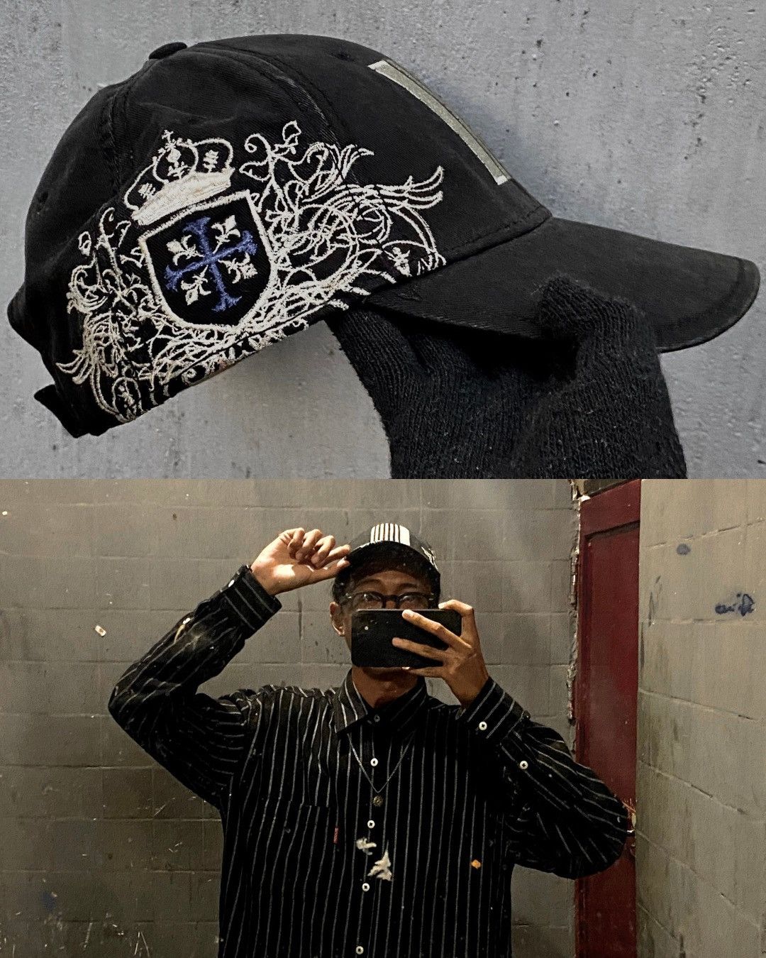 Japanese Brand Ajm Headwear 'AT800 Chrome Hearts lookalike' Cap - Black Size ONE SIZE - 8 Thumbnail
