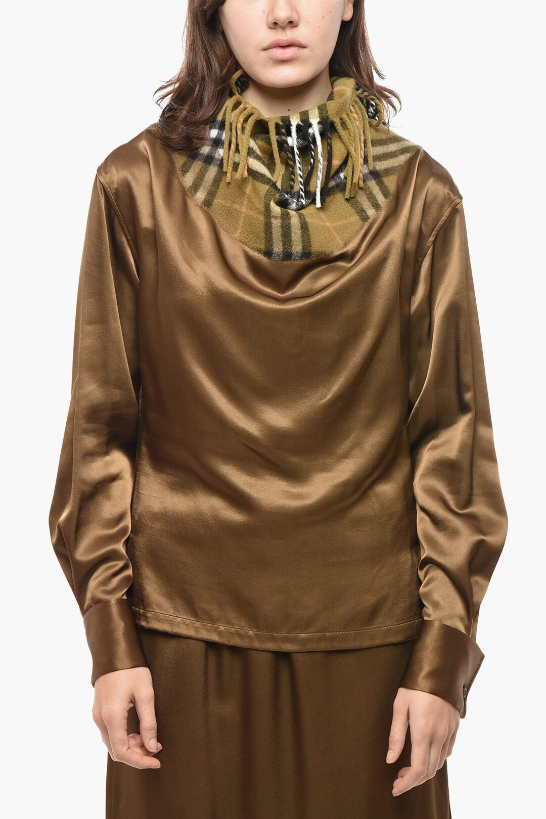 og1mm1225 Satin Blouse in Brown