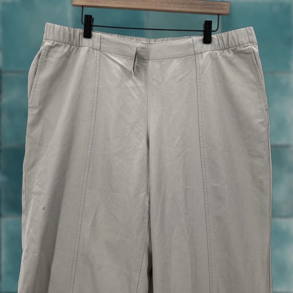 J. Jill Pure Jill Pants Womens XL Petite Beige Pumice Tencel Cotton Straight Leg Pull On Size 40" / US 18 - 1 Thumbnail