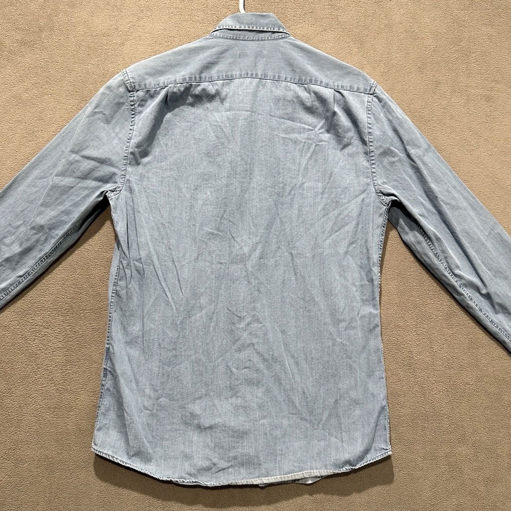 Reiss VINTAGE REISS Mattabish Shirt Mens S Light Blue Chambray Button-Down Shirt Size US S / EU 44-46 / 1 - 2 Thumbnail