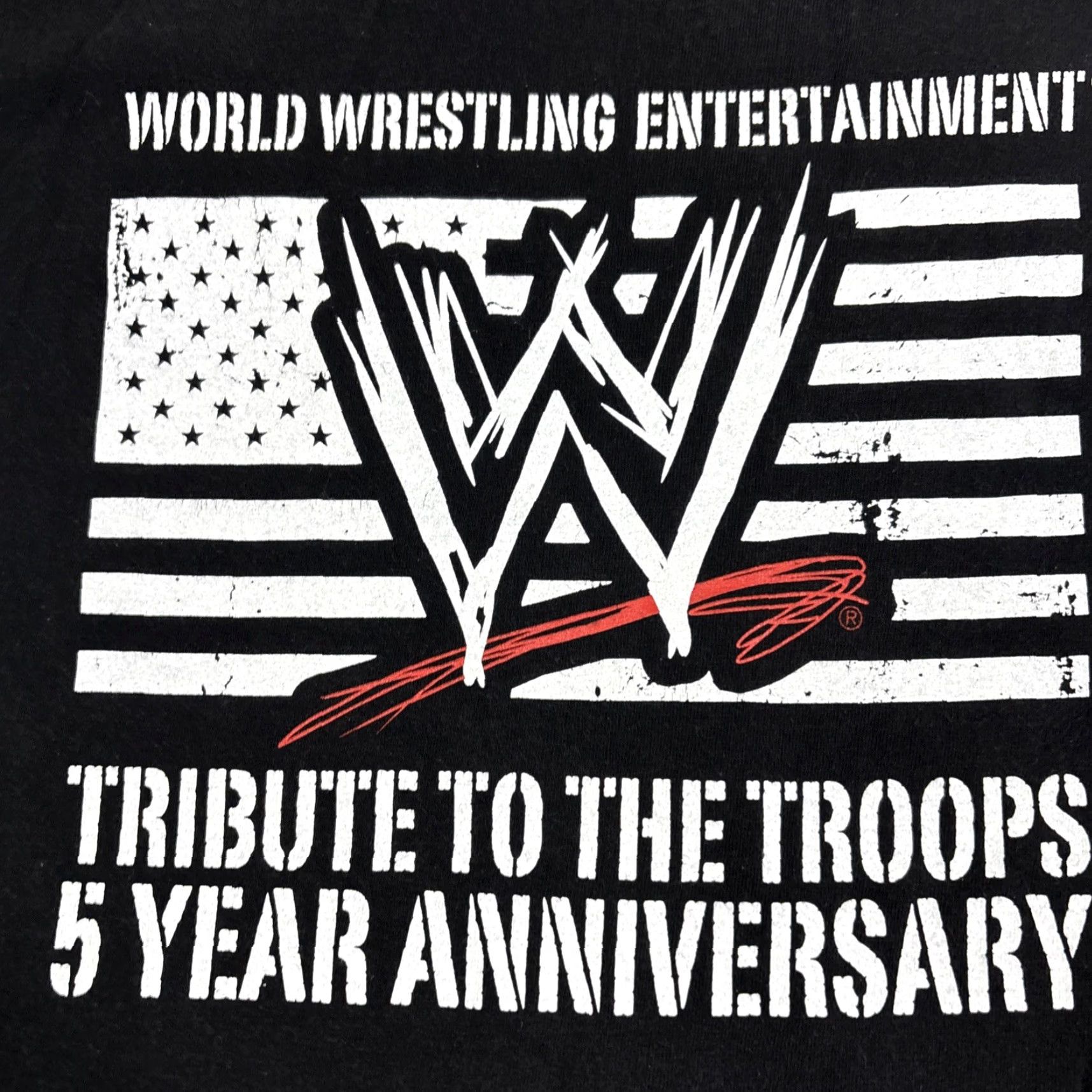 Vintage VINTAGE WWE Tribute To The Troops 5 Year Anniversary Flag Graphic Shirt Mens L 2007 Size US L / EU 52-54 / 3 - 2 Thumbnail