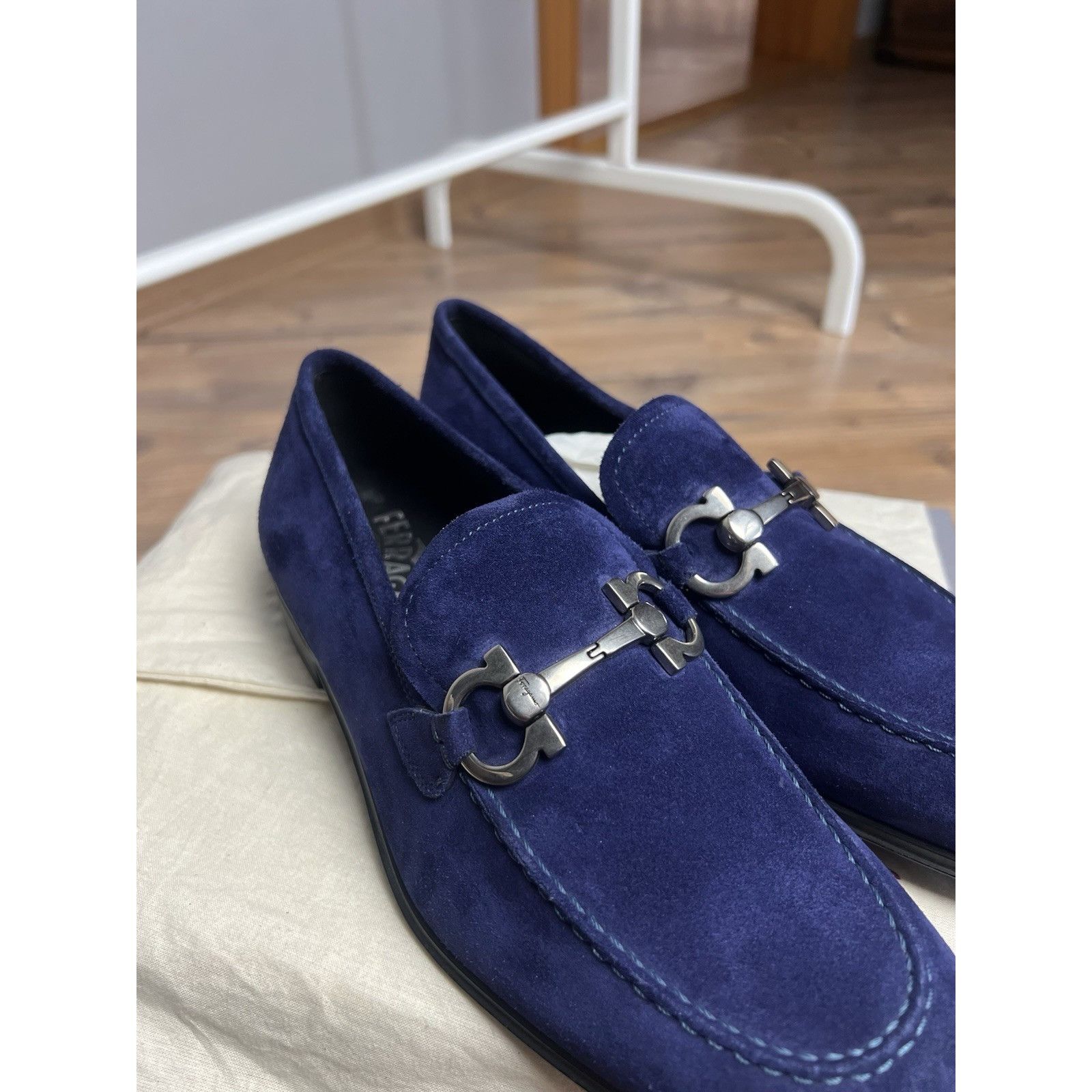 Salvatore Ferragamo NWT Salvatore Ferragamo Men's Blue Flori 2 Suede Loafers Sho Size US 6 / EU 39 - 8 Thumbnail