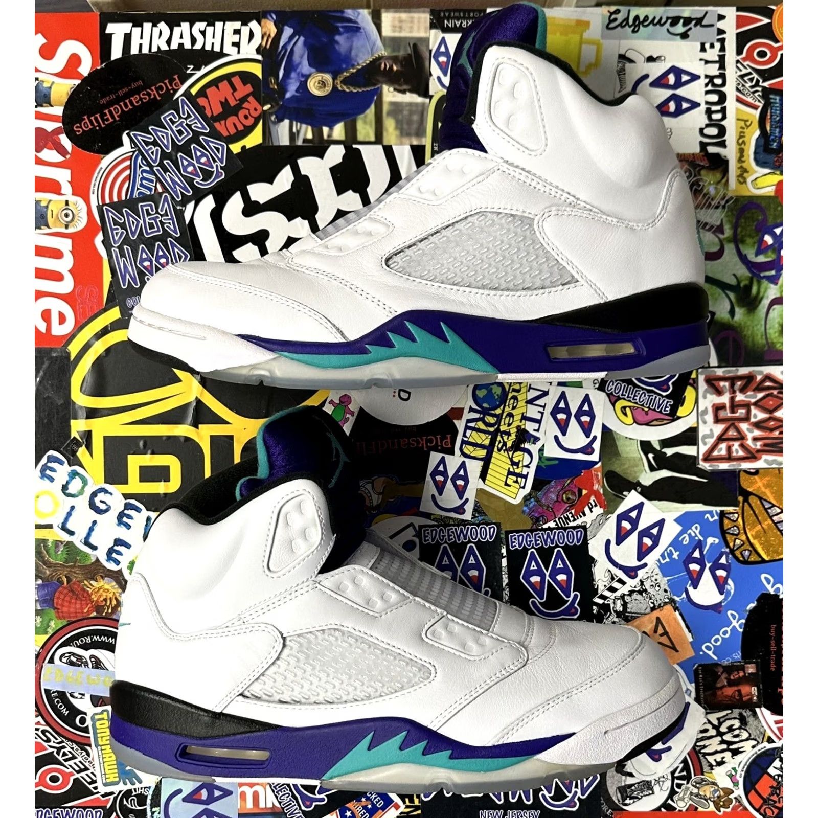 Jordan Brand Nike Air Jordan Retro 5 Fresh Prince NRG Men US 10 Purple Sneaker 2018 Athletic Shoes Mens Basketball Retro 90s Will Smith Jordan AV3919-135 Size US 11 / EU 44 - 3 Thumbnail