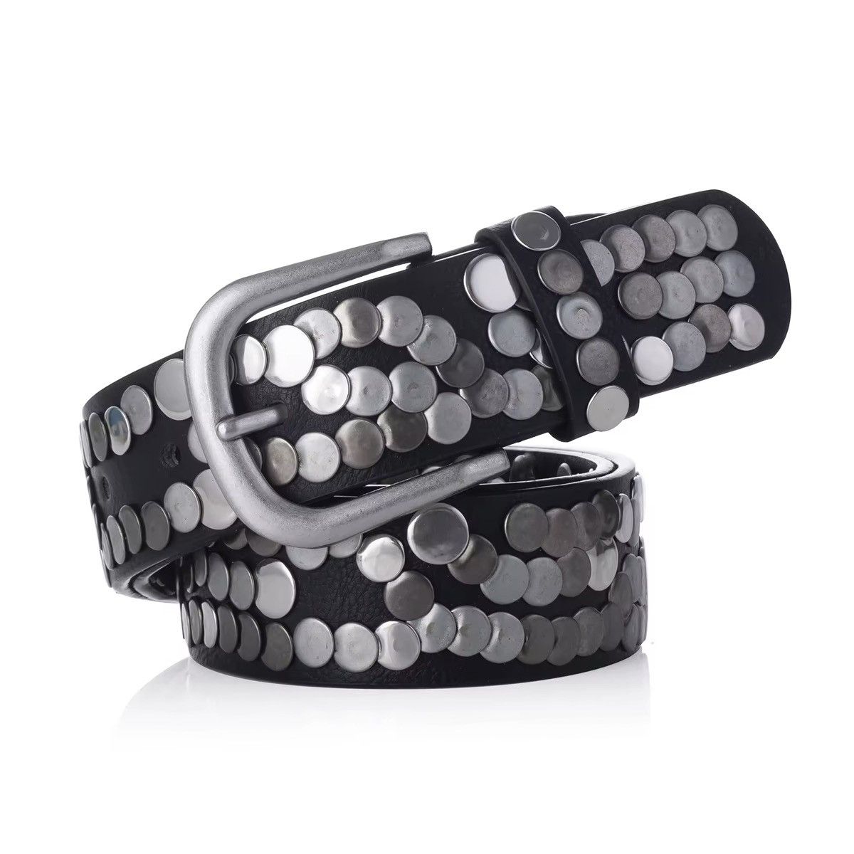 Other REAL Leather Punk Motorcycle Jeans Heavy Metal Rivet Belts Size ONE SIZE - 3 Thumbnail