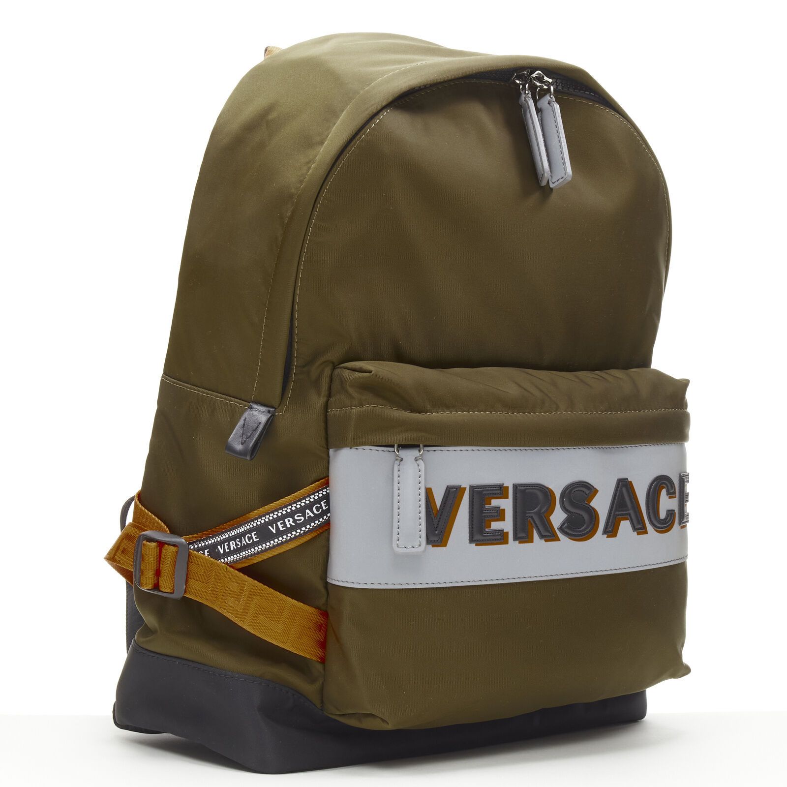Versace VERSACE Reflective Logo green nylon orange Greca strap backpack Size ONE SIZE - 1 Thumbnail