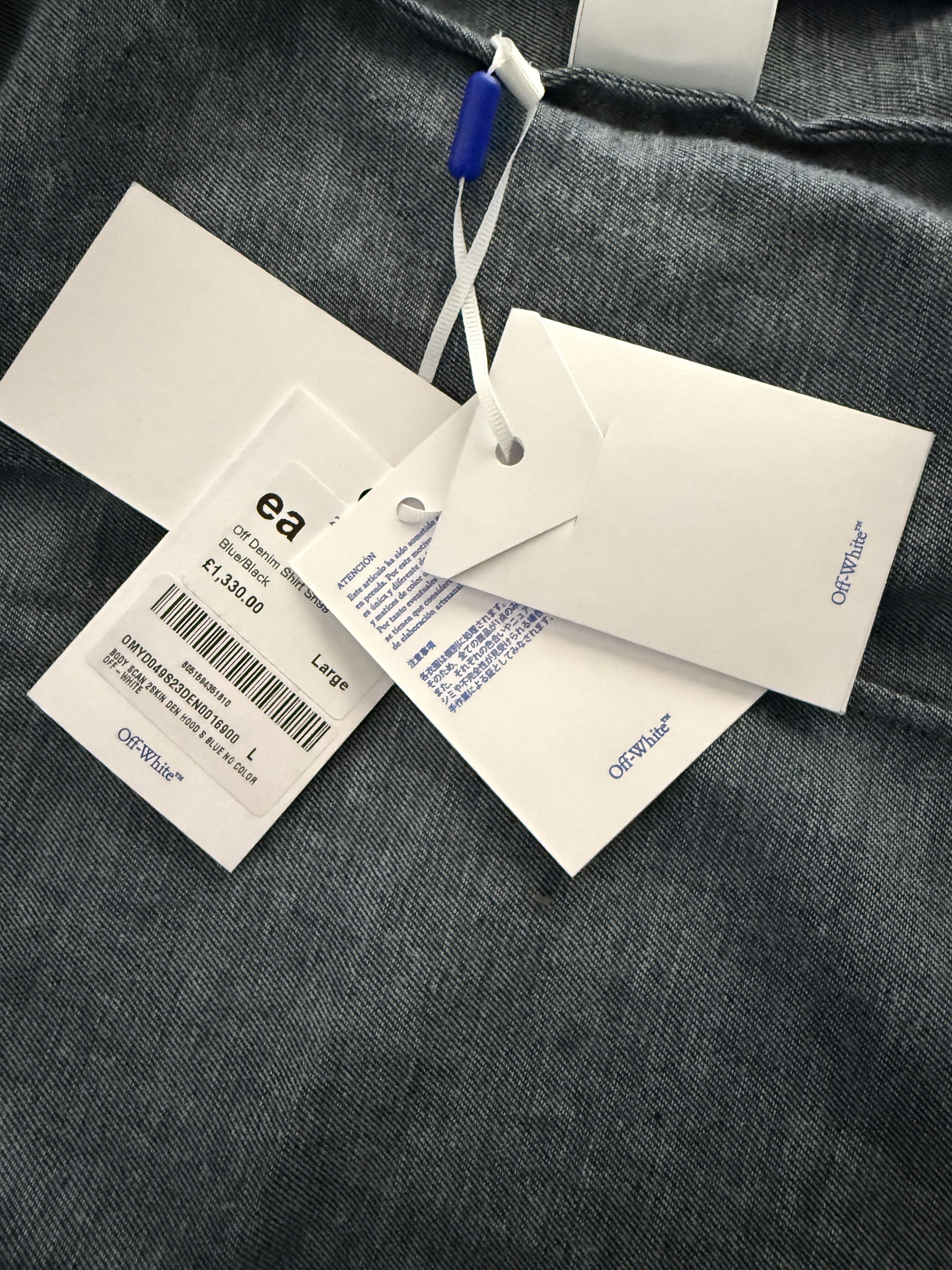Off-White Runway Ss’23 Body Scan Jeanshemd Mit Kapuze In Blue Size US L / EU 52-54 / 3 - 8 Thumbnail
