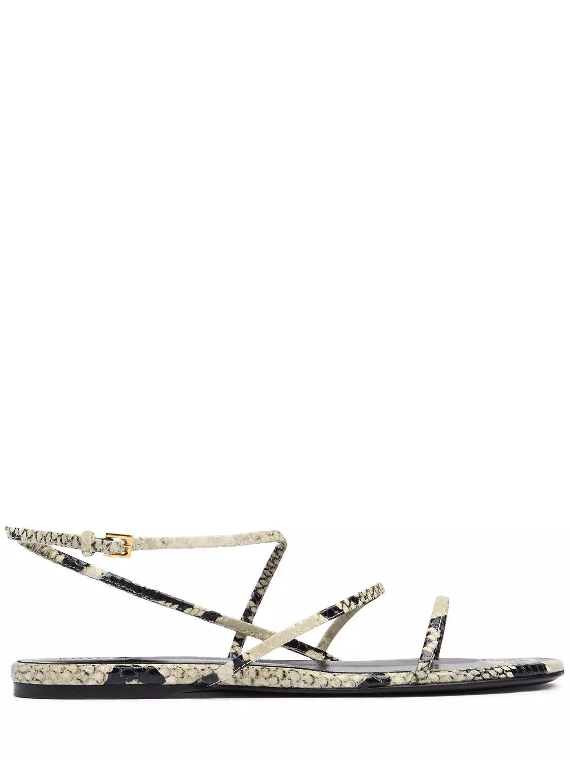 KHAITE Loop Embossed Leather Flat Sandals New/Auth