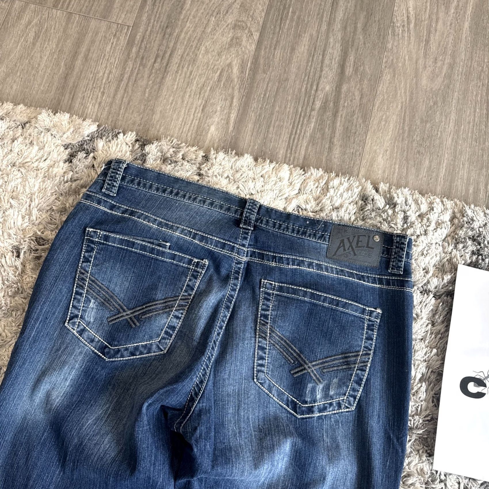 Denime Vintage 00s Axel Blue Embroidered Denim Jeans Bootcut Stretch Y2K Mens Sz 38x32 Size US 38 / EU 54 - 2 Thumbnail