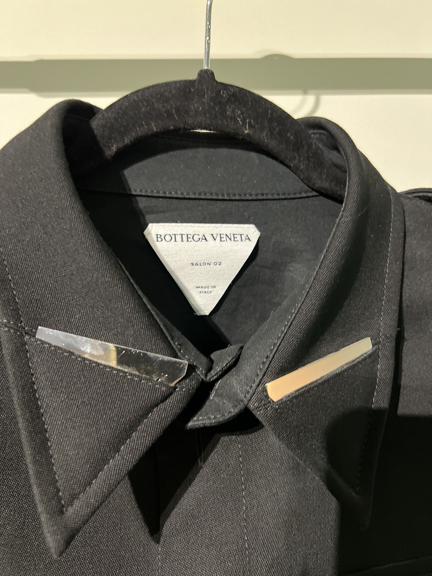 Bottega Veneta WOOL-GRAIN-DE-POUDRE MILITARY SHIRT WITH TRIANGLE DETAIL Size US XL / EU 56 / 4 - 5 Thumbnail