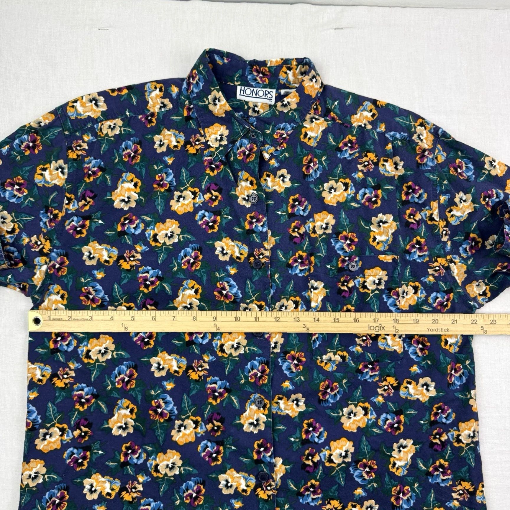 Vintage VINTAGE Honors Floral Button-Up Shirt Womens Large Blue Flowers 90s Y2K Ladies Long Sleeve Collared Shirt Size L / US 10 / IT 46 - 7 Thumbnail