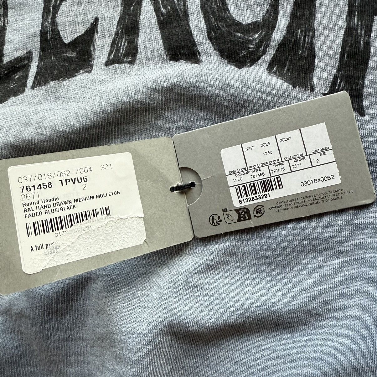 Balenciaga Balenciaga HandDrawn Logo Hoodie Faded Blue Size US L / EU 52-54 / 3 - 7 Thumbnail