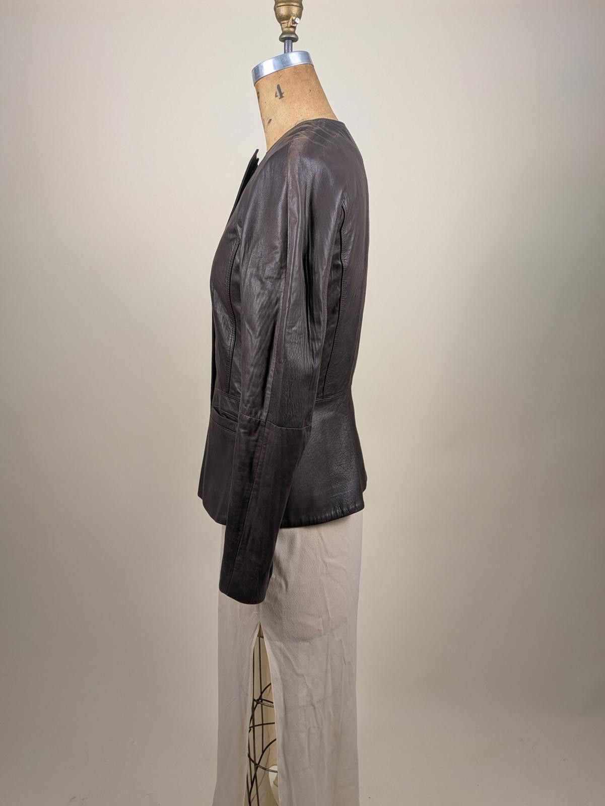 Theory Theory chocolate brown lamb leather moto jacket Size XS / US 0-2 / IT 36-38 - 2 Thumbnail
