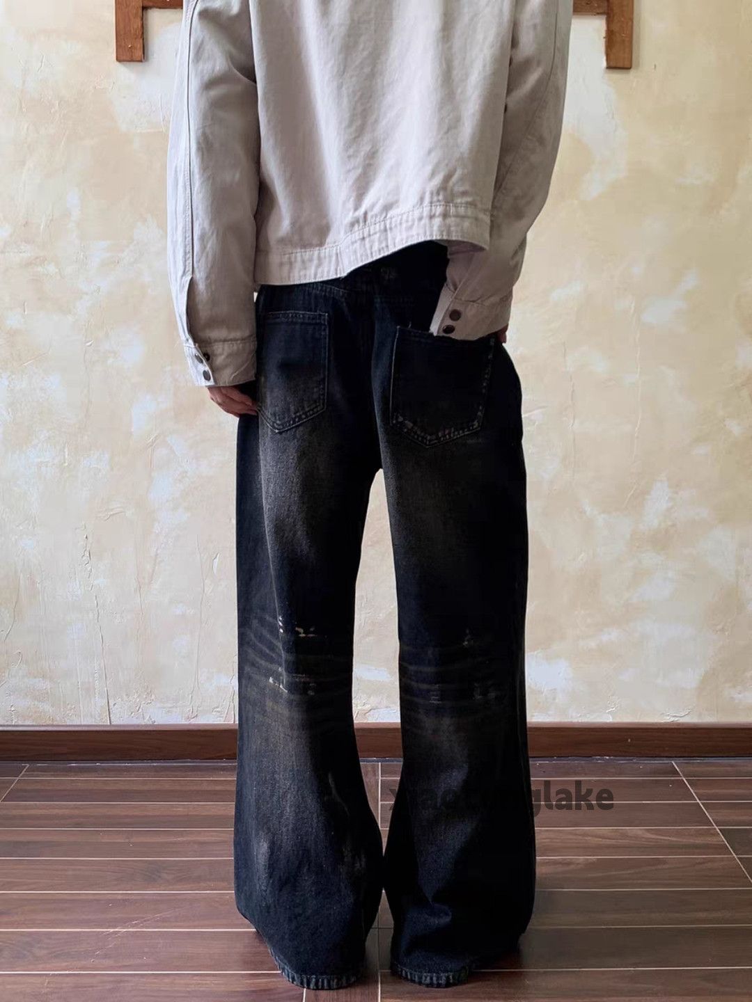 Jean xtl washed faded loose baggy wide Leg paint jeans Size US 28 / EU 44 - 6 Thumbnail