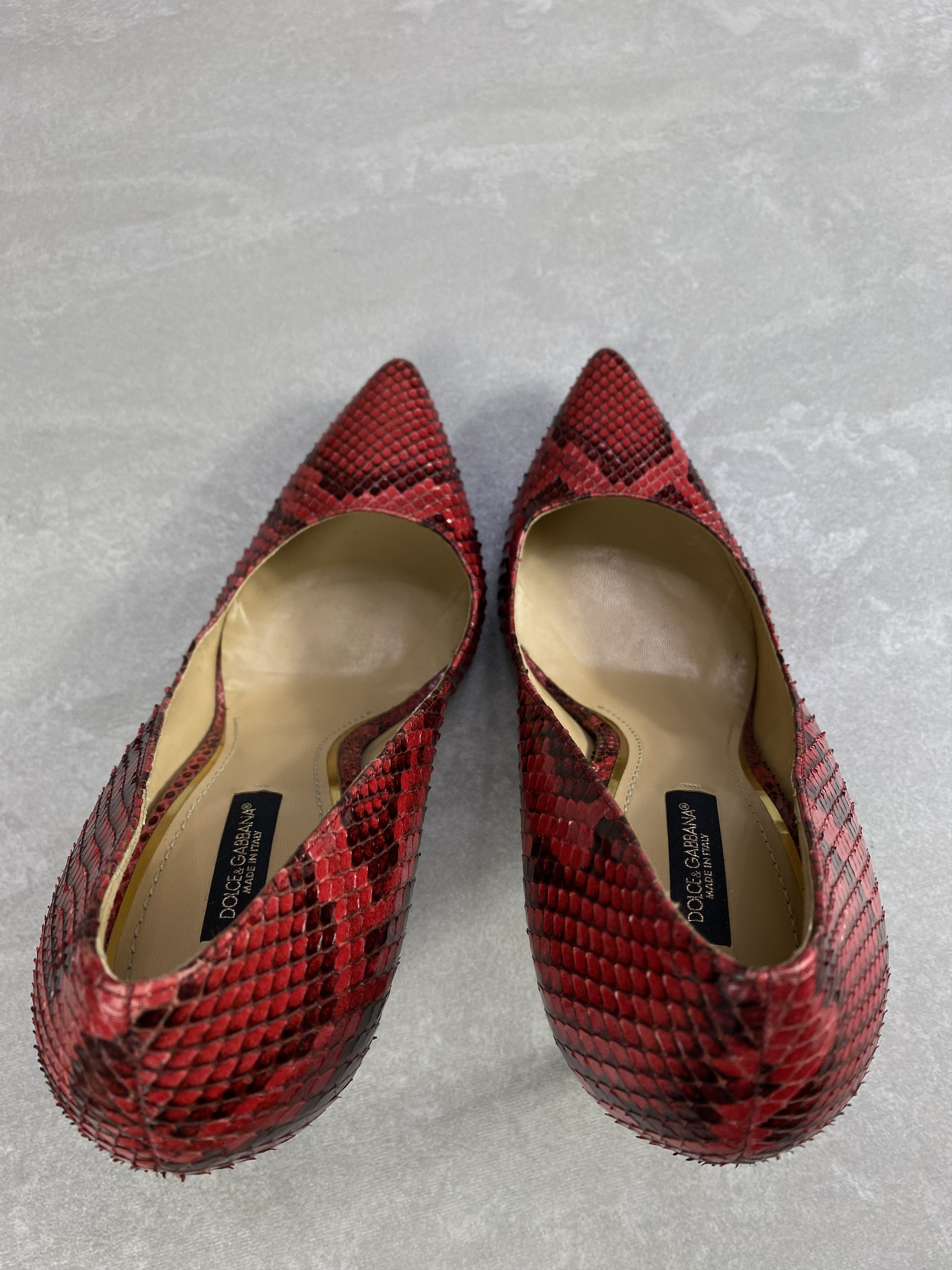 Dolce & Gabbana Dolce & Gabbana Red Python Pointed Toe Pumps Size 38 Size US 8 / IT 38 - 8 Thumbnail