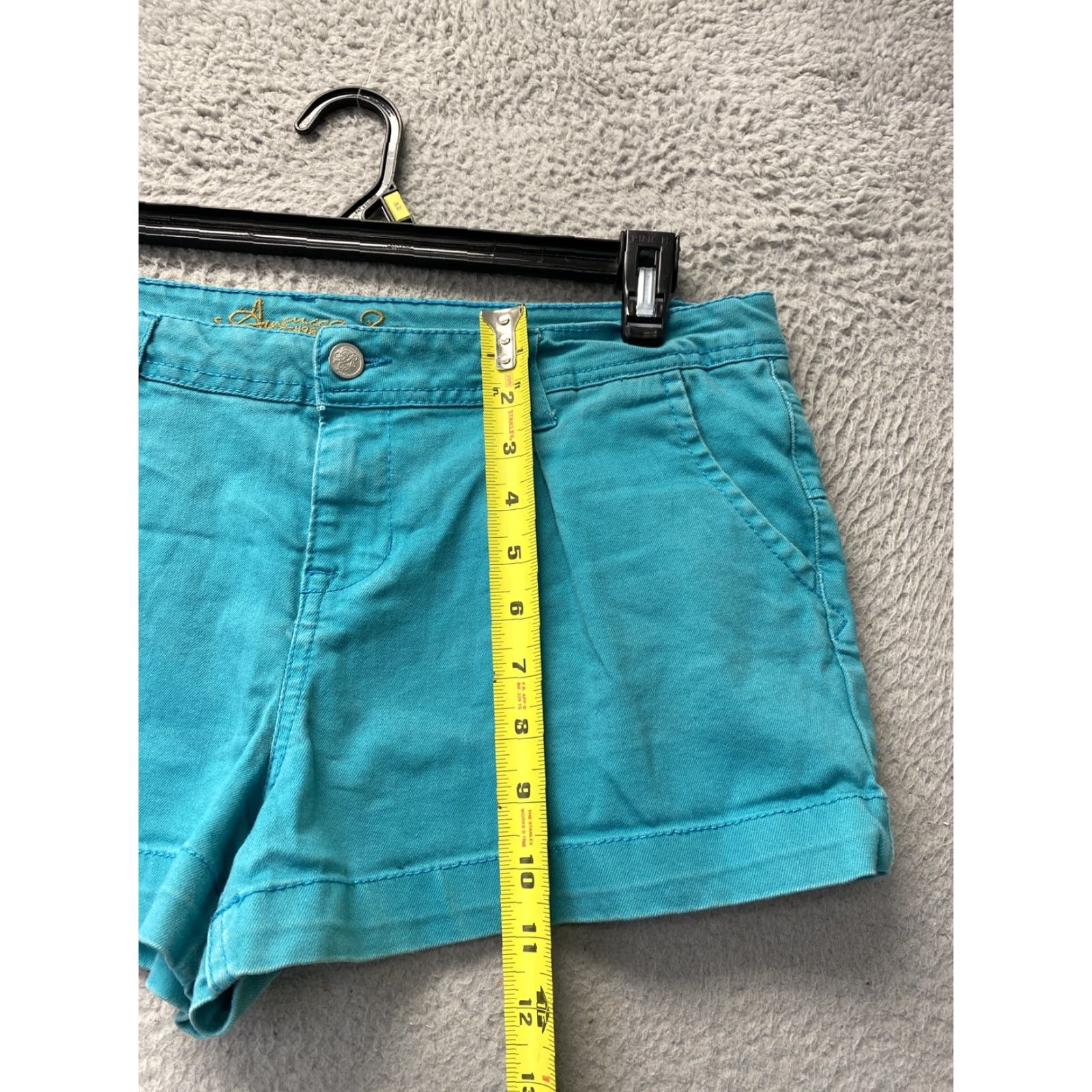 Vintage VINTAGE American Rag Cie Women's Bermuda Shorts Size 13 Aqua Denim Lightweight Spandex Size 34" / US 12 / IT 48 - 6 Thumbnail