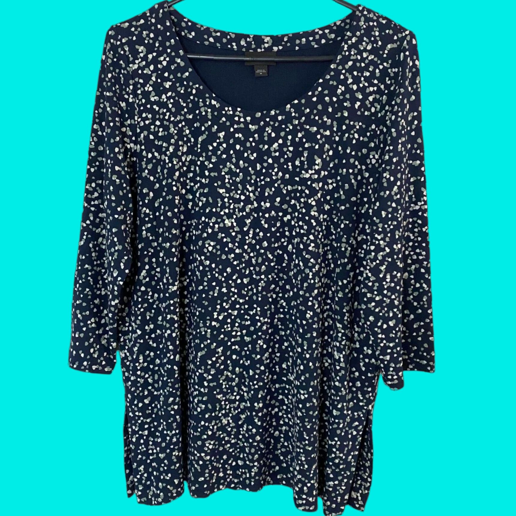 J. Jill VINTAGE J.Jill Wearever Collection Printed Tunic Blouse Navy Blue Women's Medium 3/4 Sleeve Classic Travel Workwear Size M / US 6-8 / IT 42-44 - 1 Thumbnail