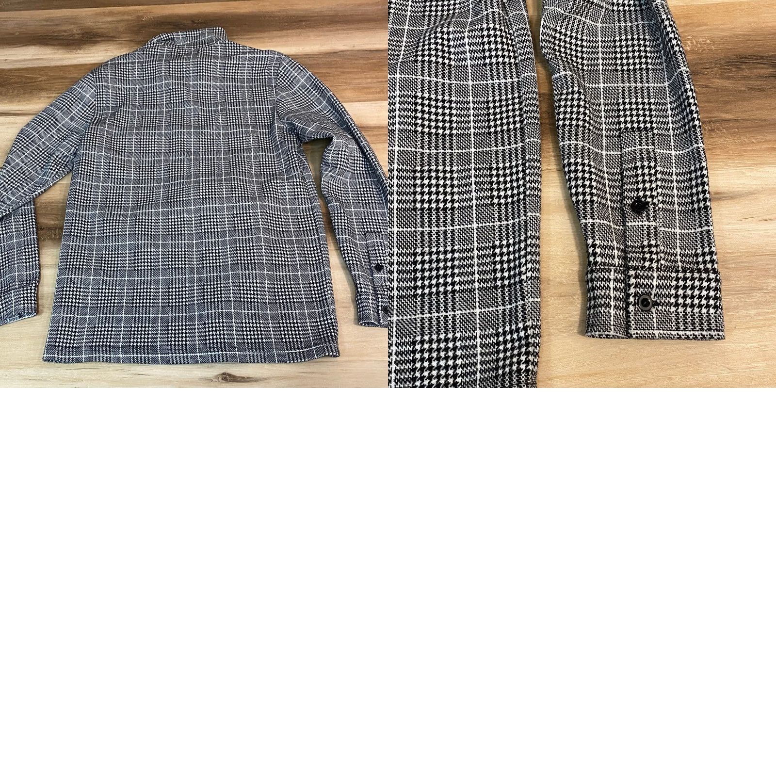 Vintage BoohooMAN Shirt Mens Medium Plaid Zip-Up Collared Shirt Jacket Black White Size US M / EU 48-50 / 2 - 8 Thumbnail
