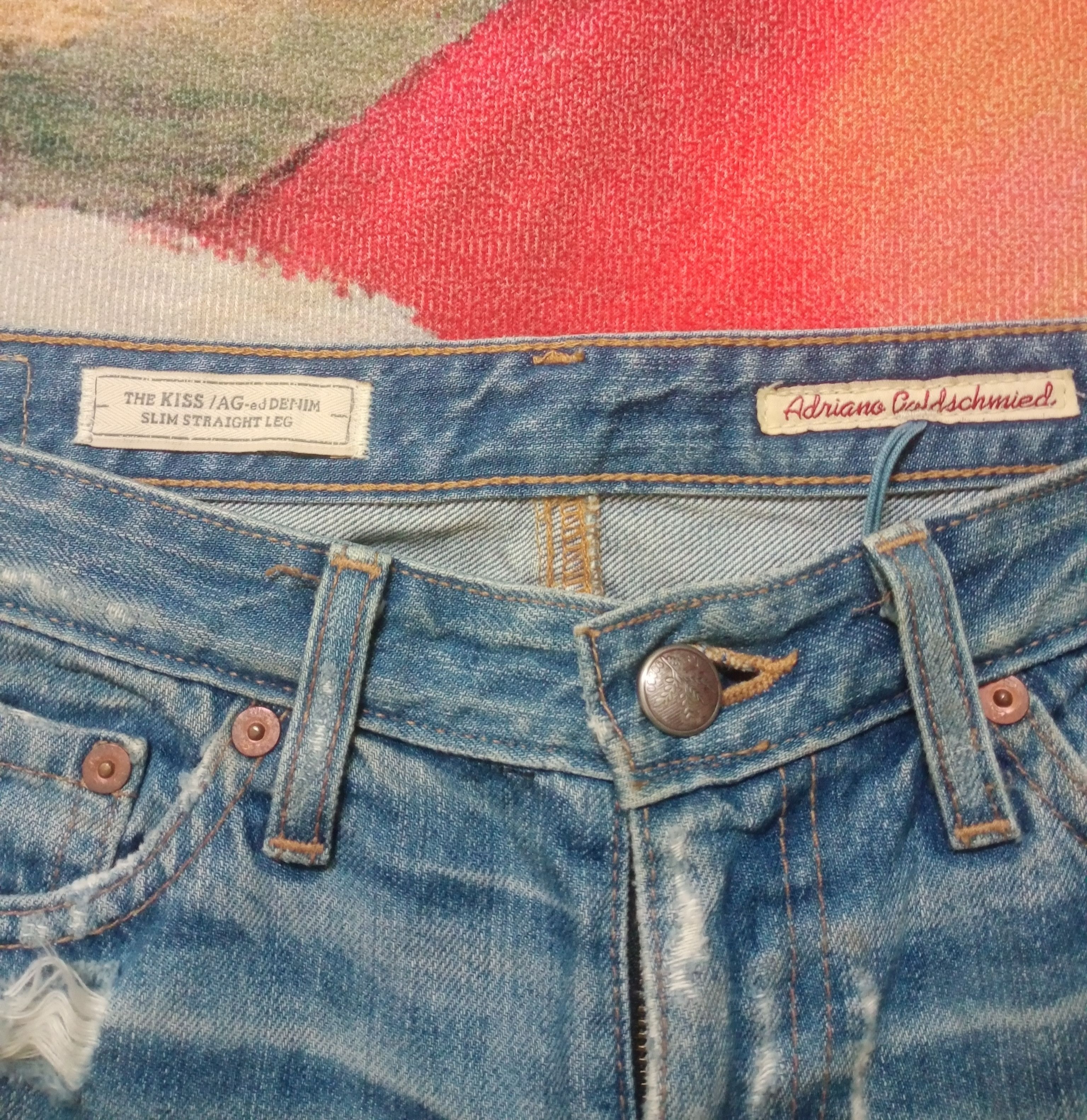 AG Adriano Goldschmied Rare AG Adriana Goldschmied Distressed Denim Size 30" / US 8 / IT 44 - 6 Thumbnail