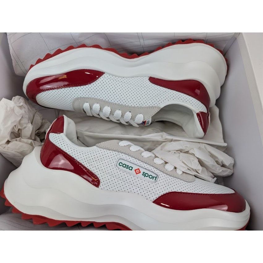Casablanca o1rshd1 Leather Atlantis Sneaker in White / Red Size US 10.5 / EU 43-44 - 21 Thumbnail