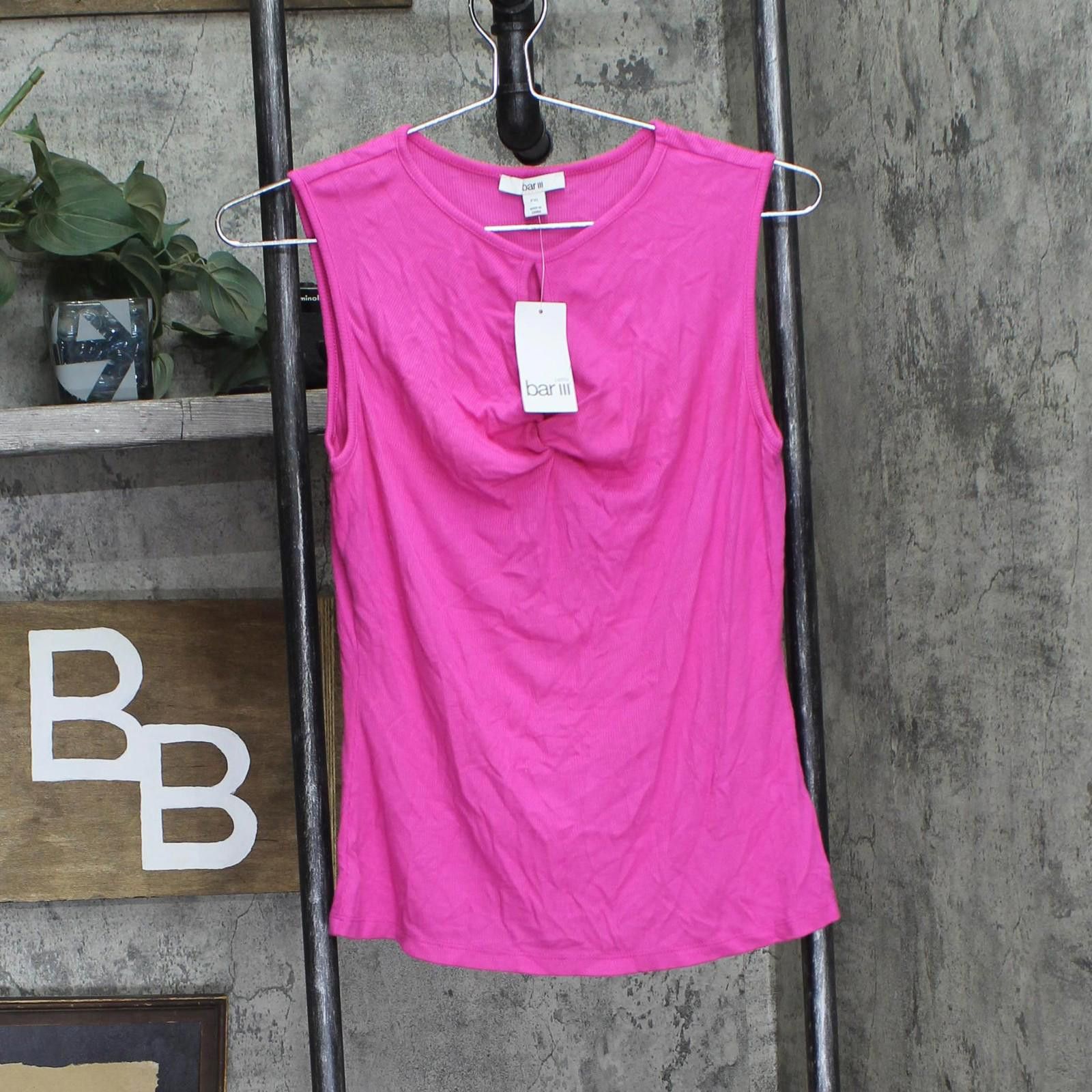 Bar III Nwt Bar Iii Ribbed Sleeveless Shirt Top Pinkadelic Pink Xl Size XL / US 12-14 / IT 48-50 - 1 Thumbnail
