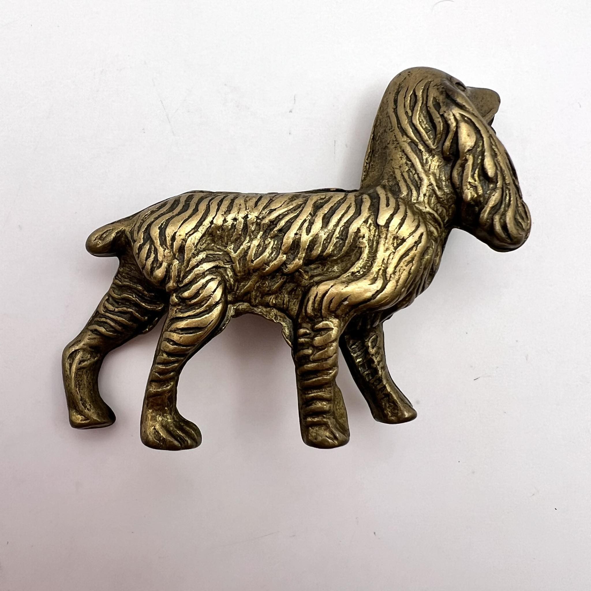 Vintage Two Miniature Vintage Bronze Brass Dogs Statue Figure Signed Size ONE SIZE - 6 Thumbnail