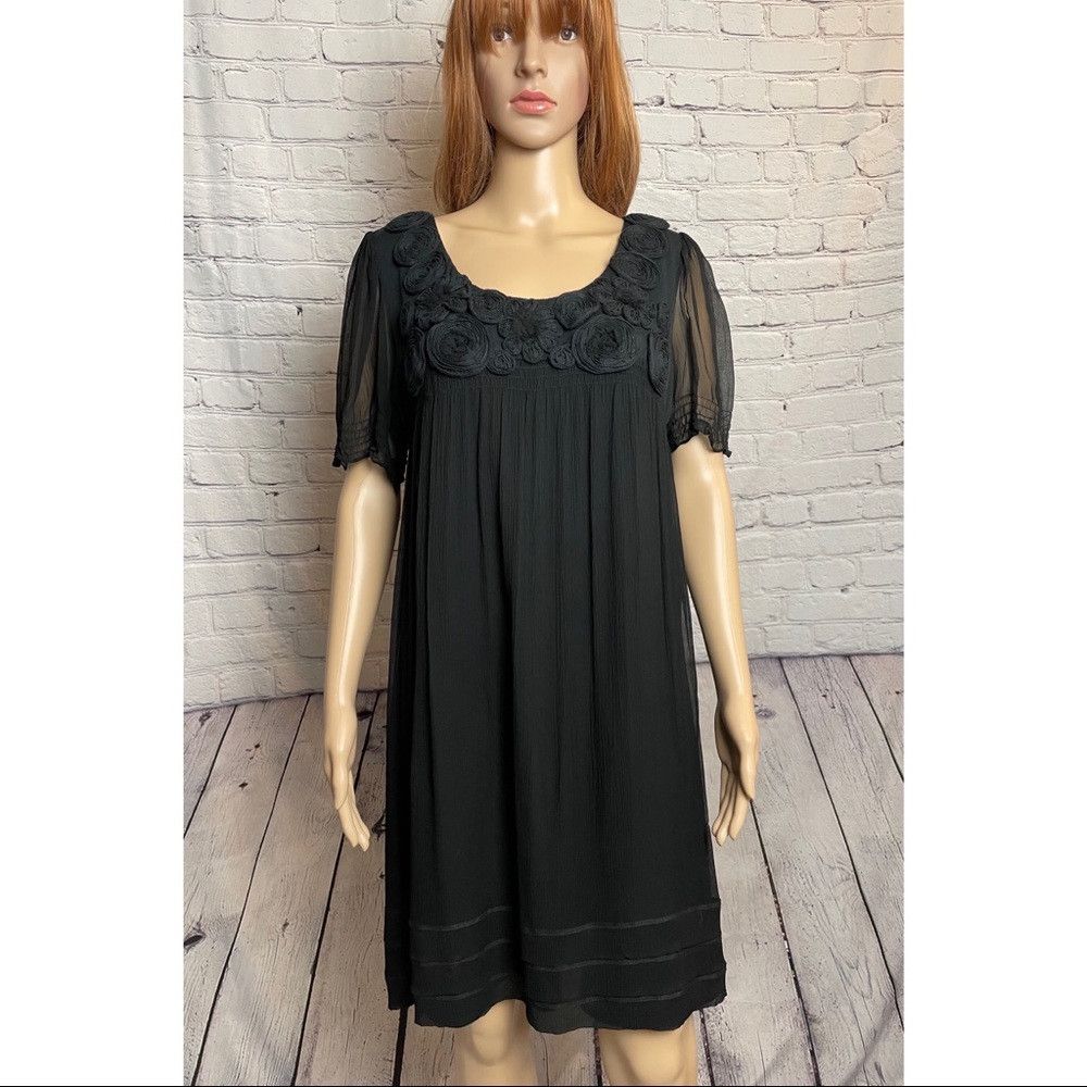 Other ECI New York Black Silk Cocktail Dress Short Sleeves Size 8 Size M / US 6-8 / IT 42-44 - 1 Thumbnail