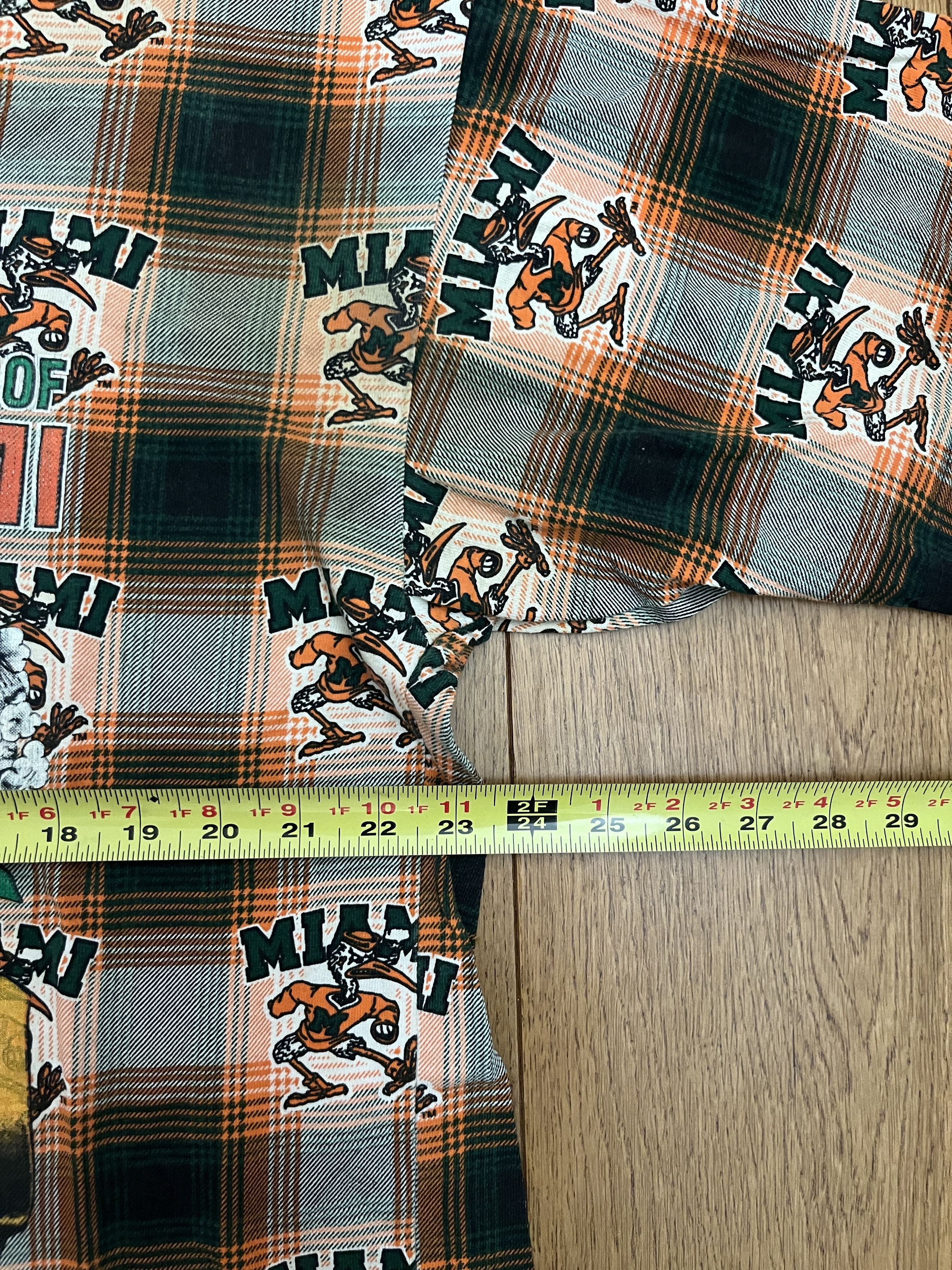 Vintage Vtg 90s University of Miami Hurricanes Plaid AOP Tee XL Size US XL / EU 56 / 4 - 4 Thumbnail