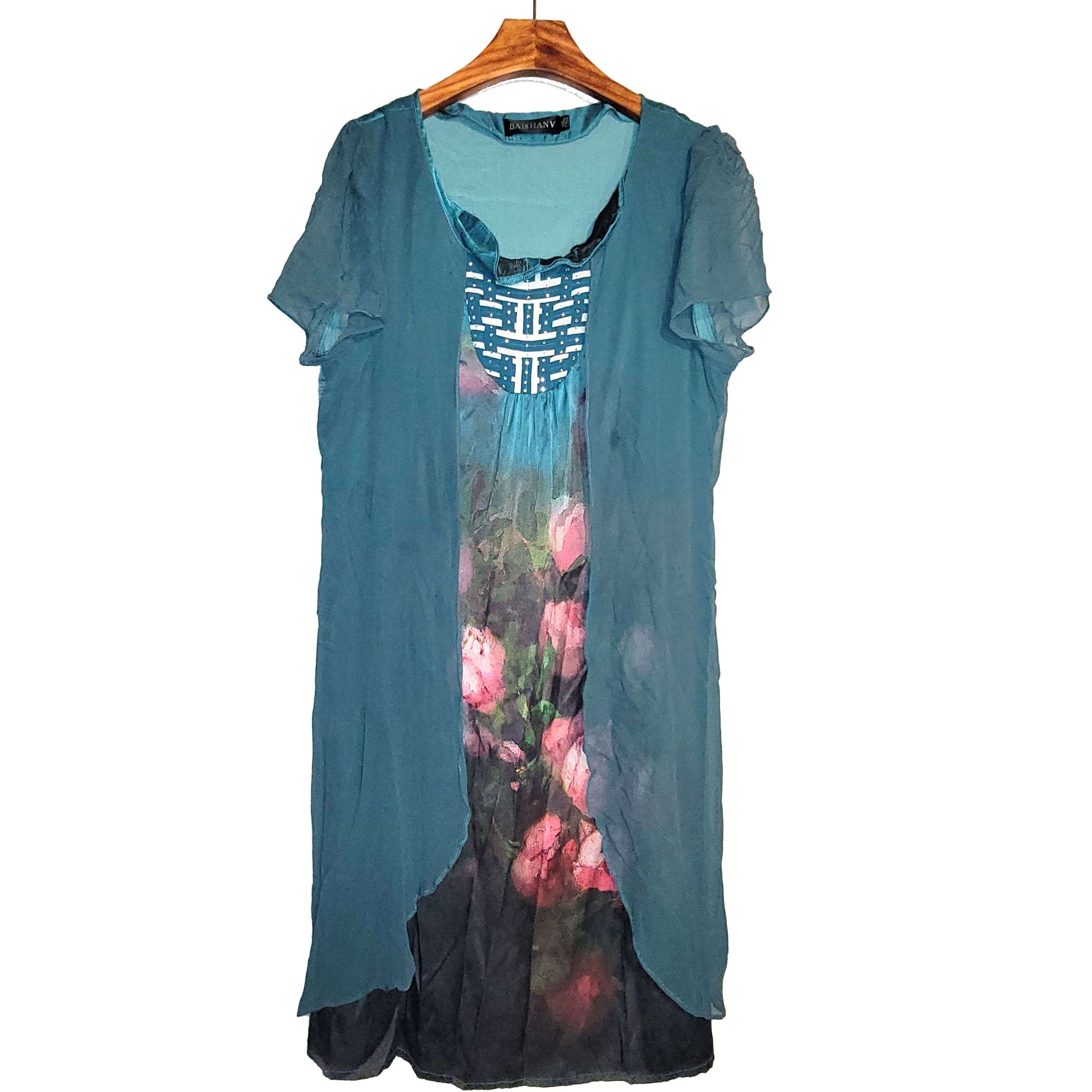 Other Women's Silk Faux Cape Satin Dress Short Sleeve SAC307 Size S / US 4 / IT 40 - 1 Thumbnail
