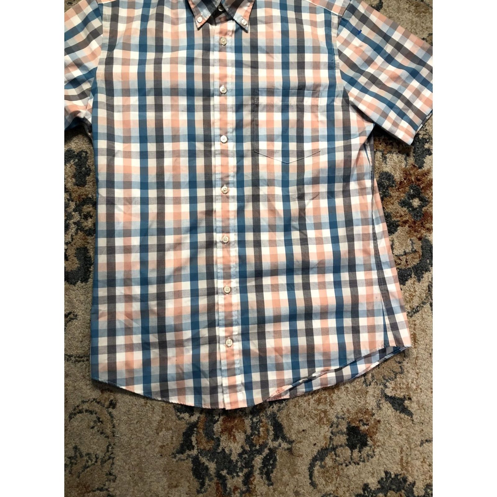 Charles Tyrwhitt Charles Tyrwhitt Shirt Mens M Multicolor Check Short Sleeve Button-Down Non-Iron Slim Fit Size US M / EU 48-50 / 2 - 5 Thumbnail