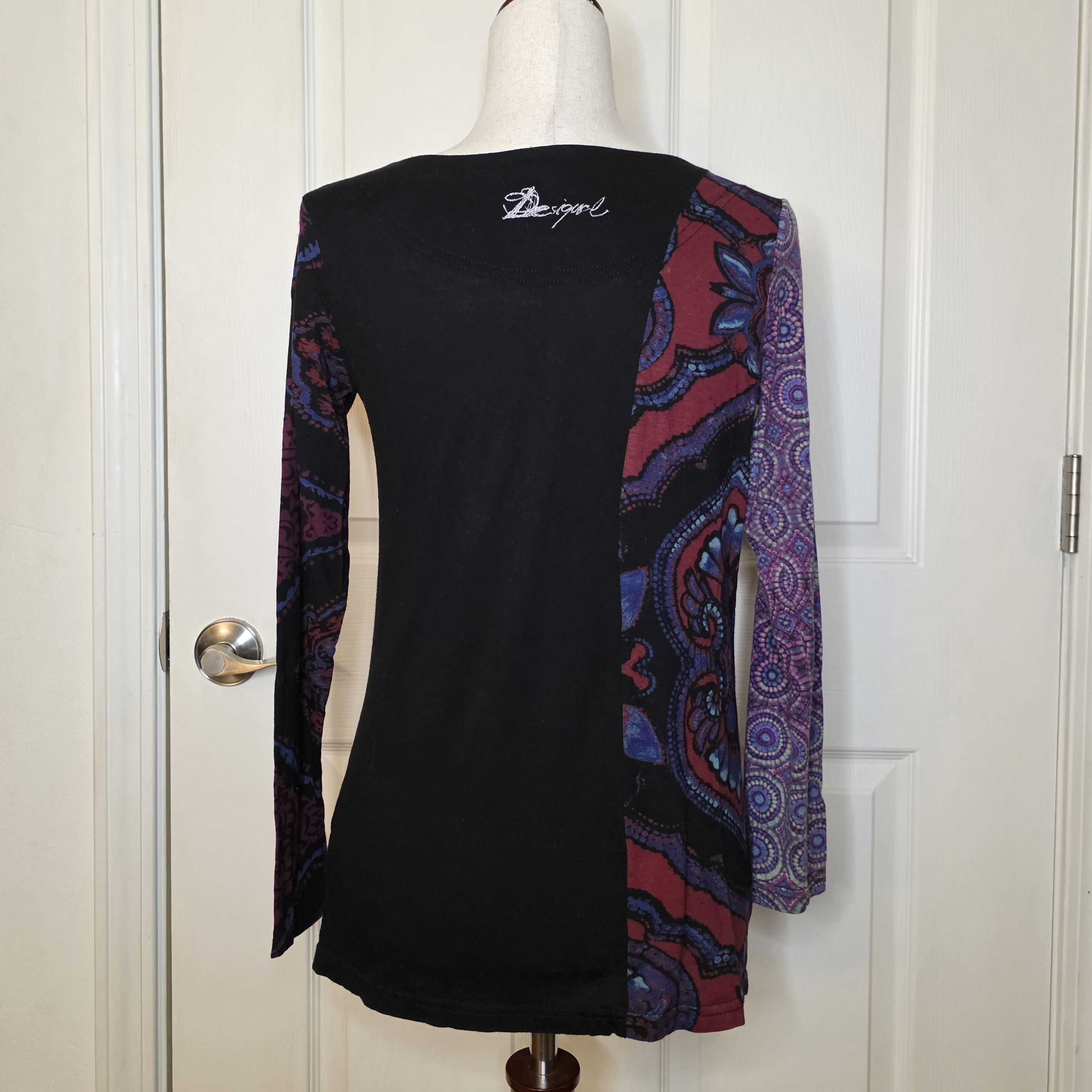 Desigual Desigual Multicolor Embroidered Dragon Long Sleeve Top Size L / US 10 / IT 46 - 7 Thumbnail