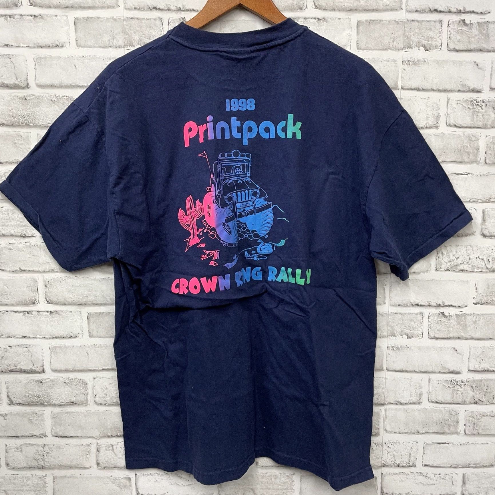 Hanes VINTAGE Hanes Crown King Rally Blue Graphic Single Stitch Tee Mens XL Size US XL / EU 56 / 4 - 2 Thumbnail