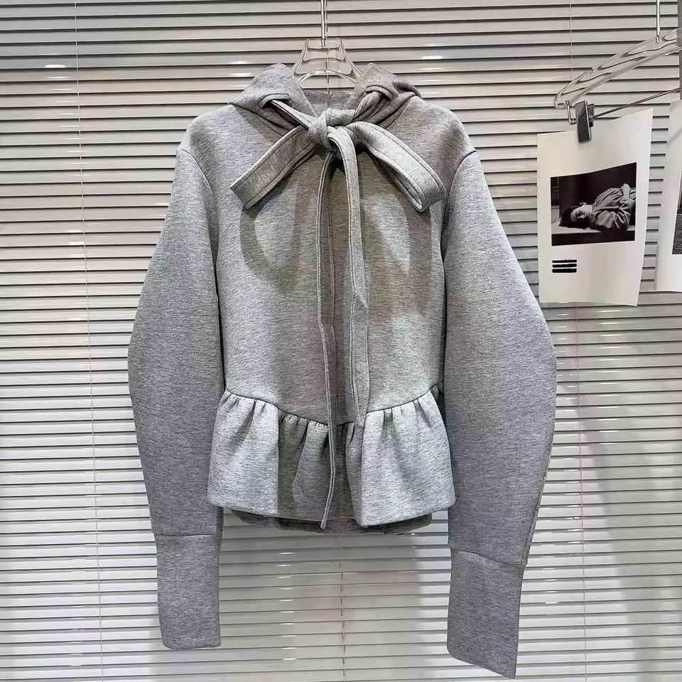 Other Designer Bandage Ruffles Gray Cute Sweatshirt Hoodie Size M / US 6-8 / IT 42-44 - 1 Thumbnail
