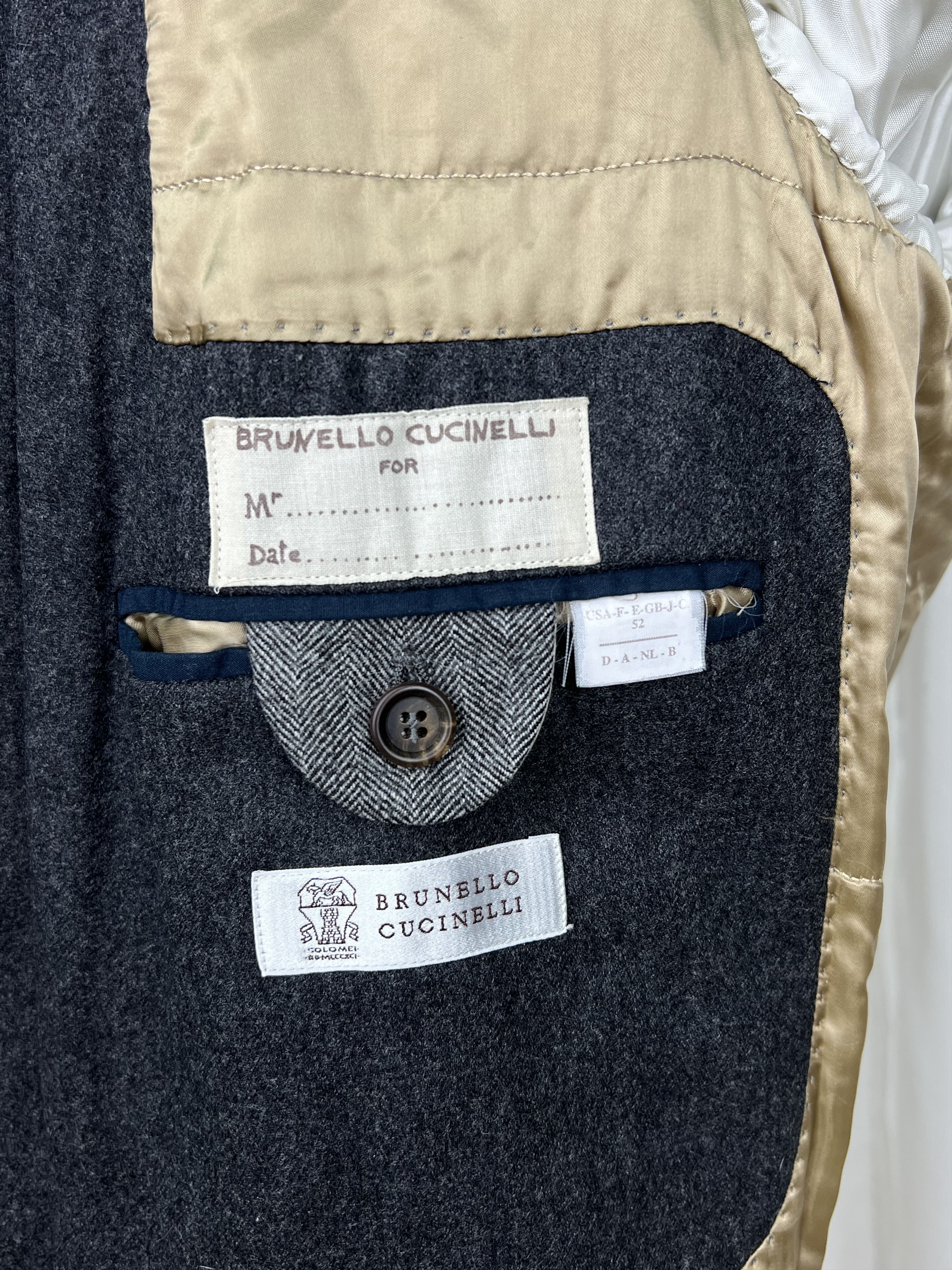 Brunello Cucinelli Single-Breasted Herringbone Wool\Cashmere Overcoat Size US L / EU 52-54 / 3 - 12 Thumbnail