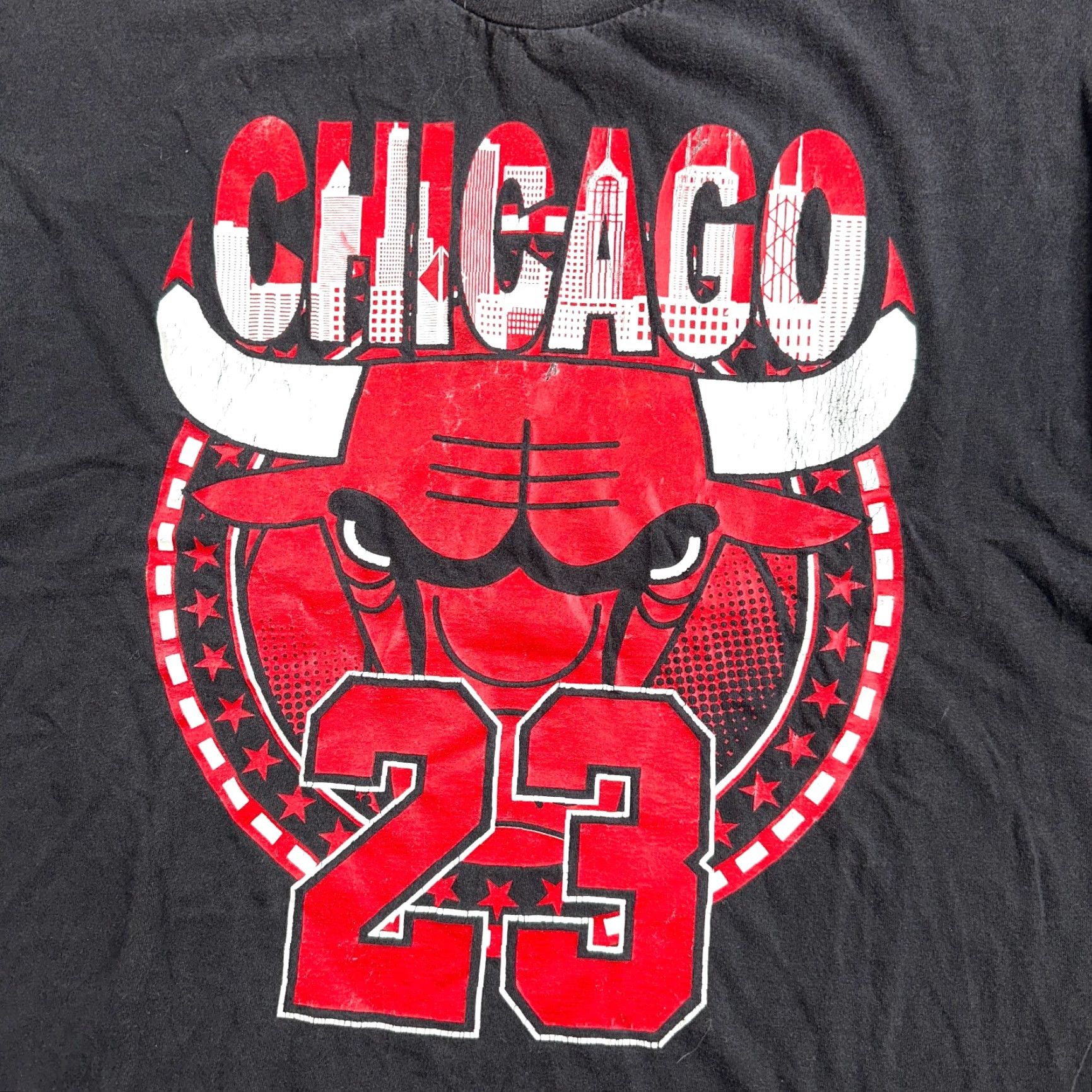 NBA VINTAGE Chicago Bulls 23 Spellout Skyline T Shirt Pro Tag 3XL Black Mens NBA USA Jordan 90s Shirt Size US XXL / EU 58 / 5 - 2 Thumbnail