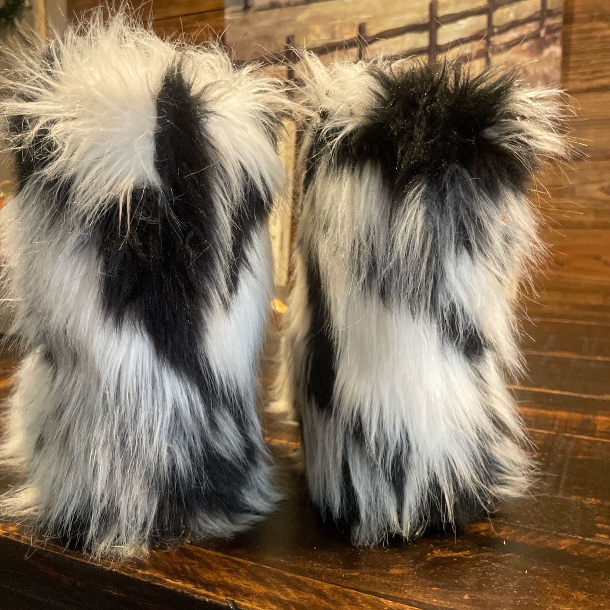 Other Womens black and white faux fur fury winter boots Size US 10 / IT 40 - 6 Thumbnail