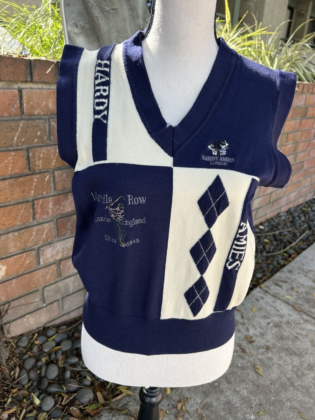 Hardy Amies Navy and White Hardy Aimes Golf Sweater Vest Size S / US 4 / IT 40 - 1 Thumbnail