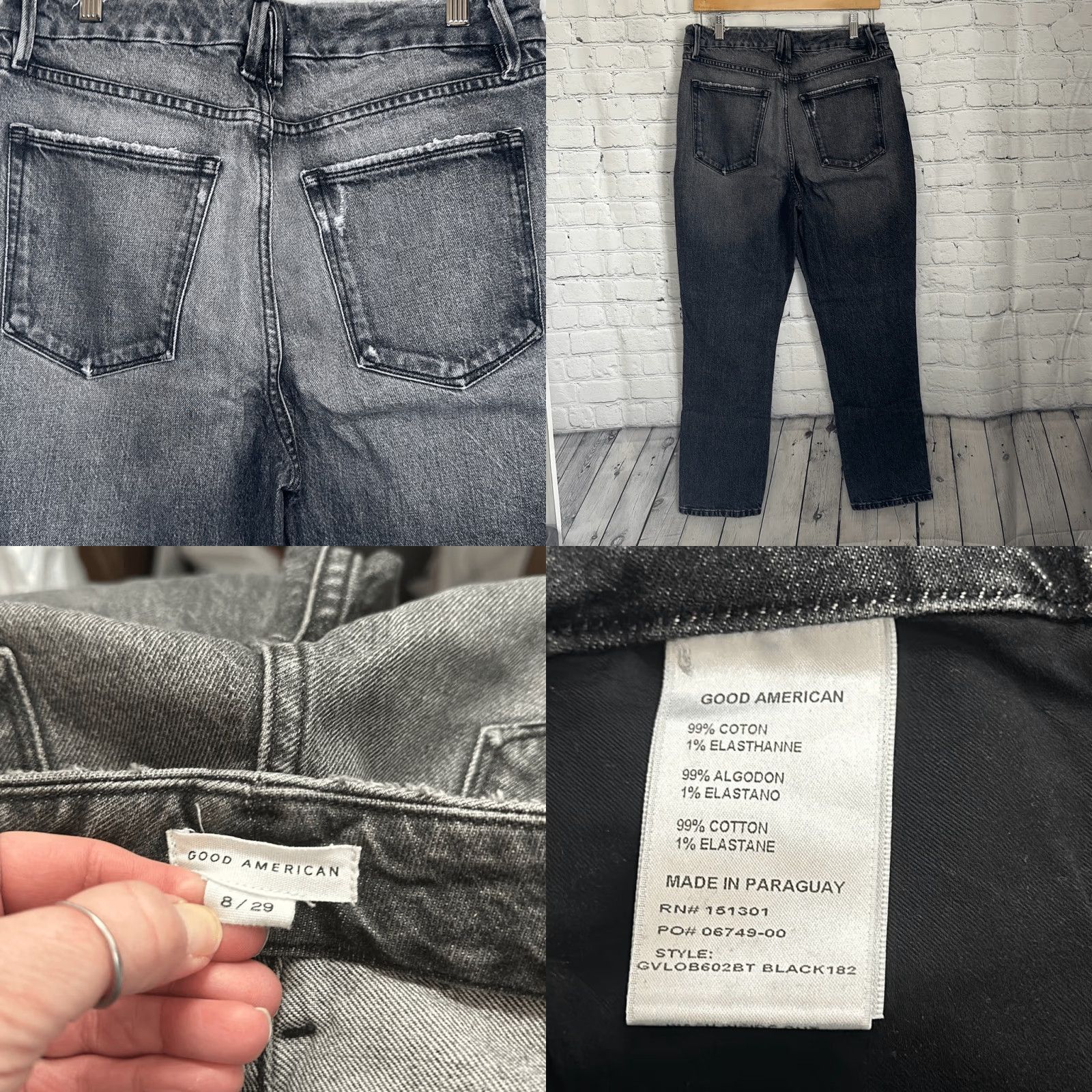 Good American Good American Womens Jeans Distressed Black 8 Regular Gray 29 Straight Anthology? Size 30" / US 8 / IT 44 - 8 Thumbnail