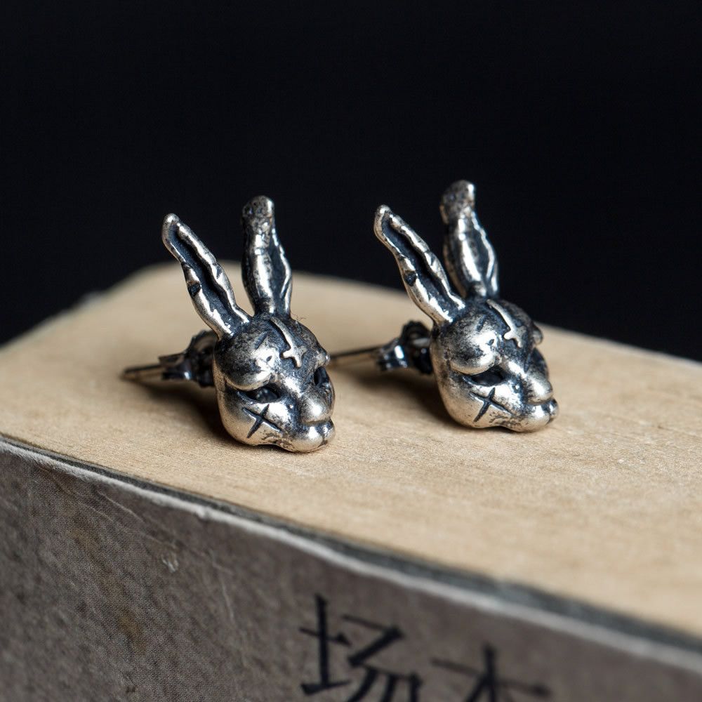 Jewelry 925 Silver Rabbit Crazy Earrings One Pairs Chrome Jewelry Size ONE SIZE - 1 Thumbnail