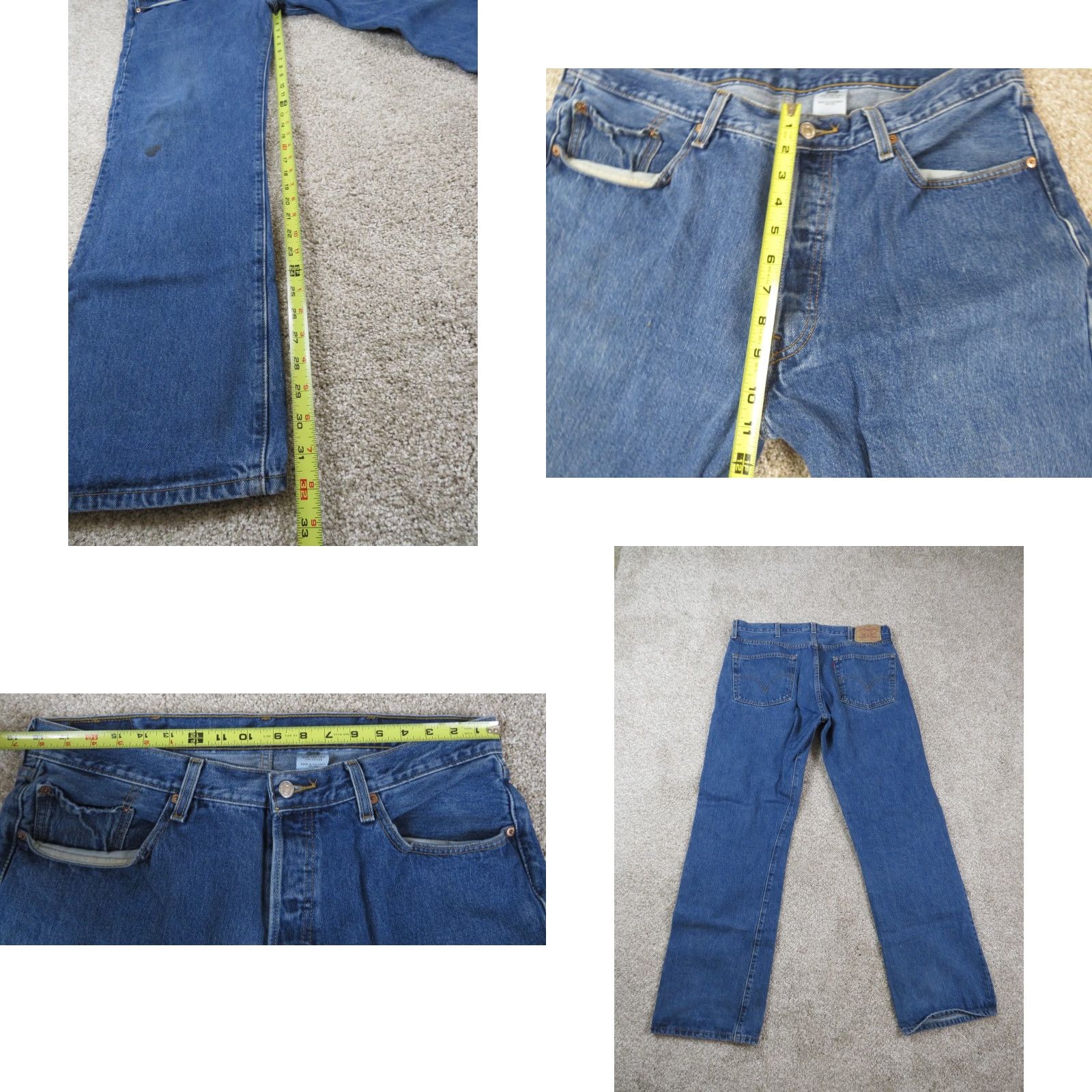 Levi's VINTAGE Levi's 501 Jeans Straight Leg Button Fly Blue 37X32 Men Regular Denim Cotton 90s USA Size US 37 - 8 Thumbnail