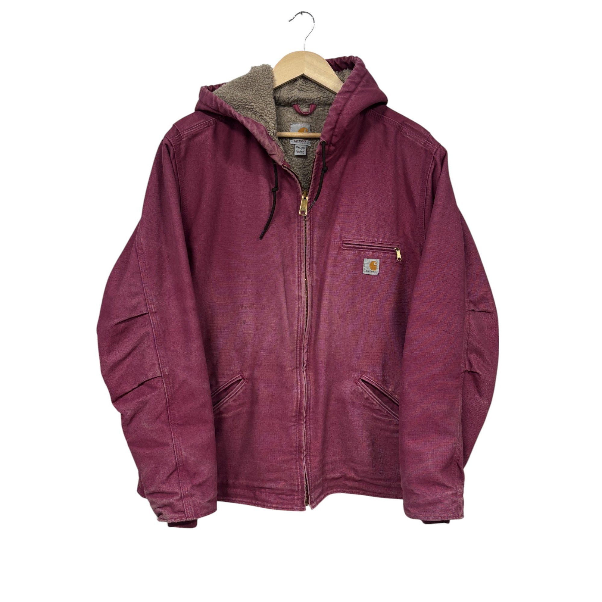 Vintage Carhartt Women's Pink Sherpa Lined J130 Zip Up Work