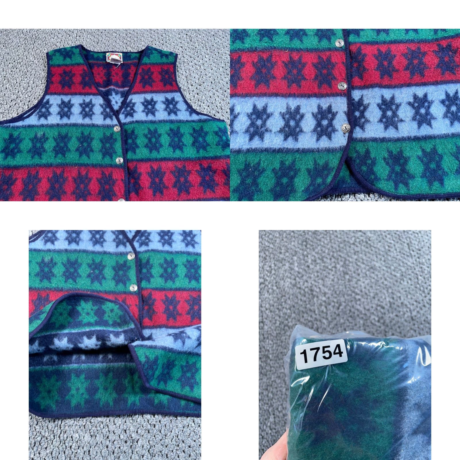 Vintage VINTAGE Erika Vest Women Large Green Red Wool Snowflake Geometric Button Up 90s Aztec Tribal Lightweight Women Size L / US 10 / IT 46 - 7 Thumbnail
