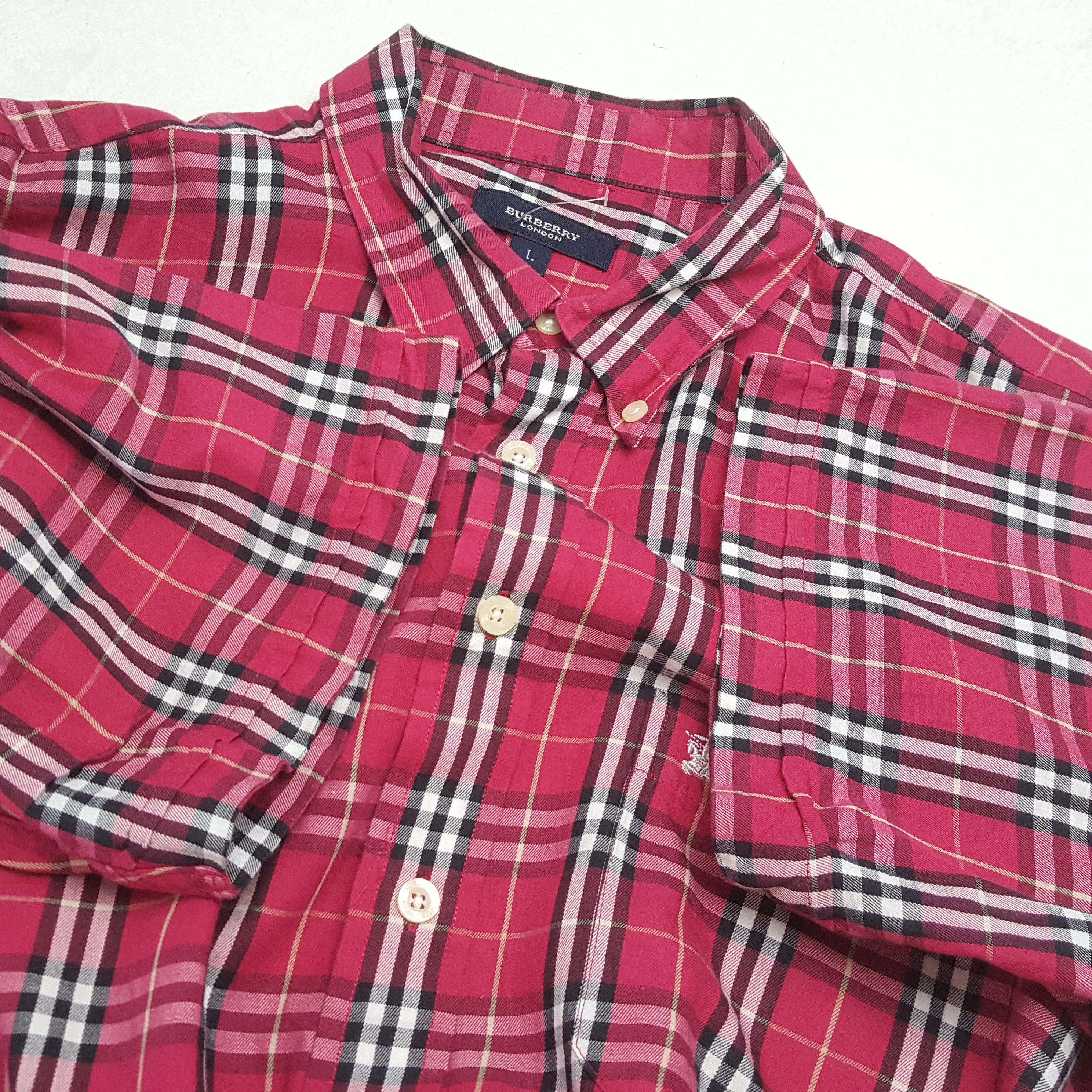 Burberry × Vintage BURBERRY LONDON Fashion Brand Small Logo Design Shirt Size US L / EU 52-54 / 3 - 5 Thumbnail