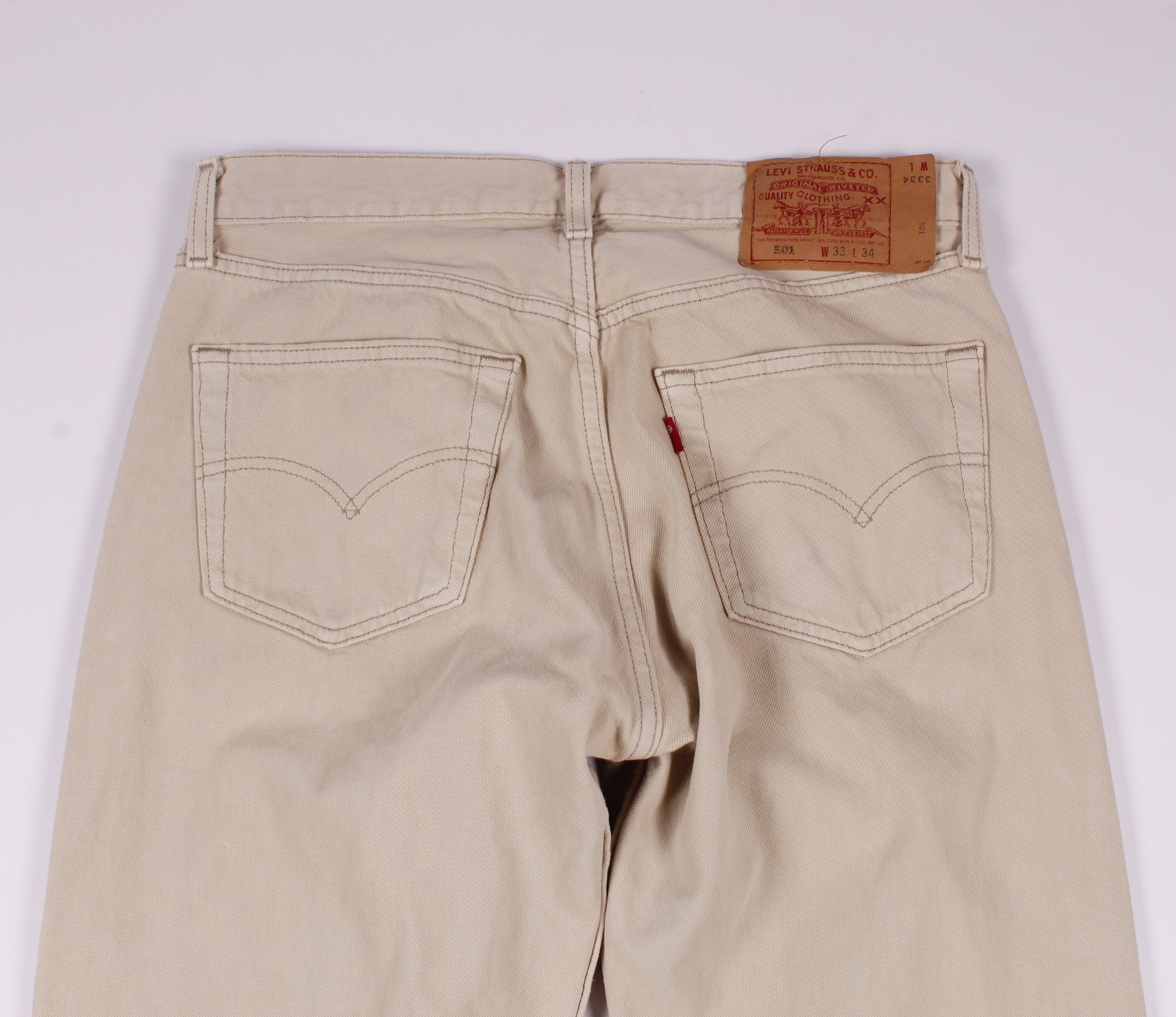 Levi's × Levi's Vintage Clothing Vintage 90's LEVI'S 501 Cream Straight Denim Jeans Size US 33 - 8 Thumbnail