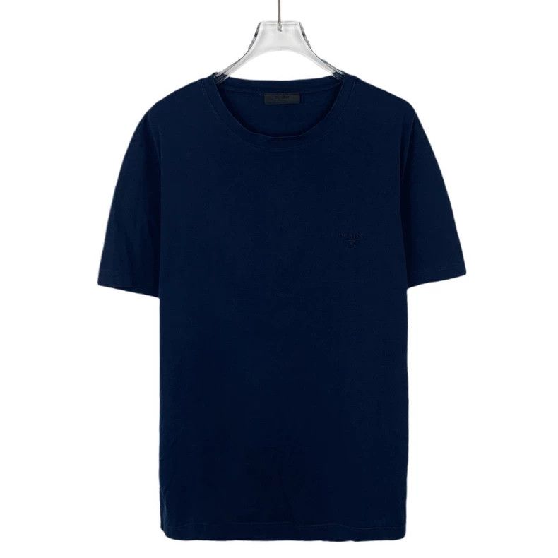 Prada Prada Logo embroidered round-neck blue cotton short-sleeved Size US XL / EU 56 / 4 - 1 Thumbnail