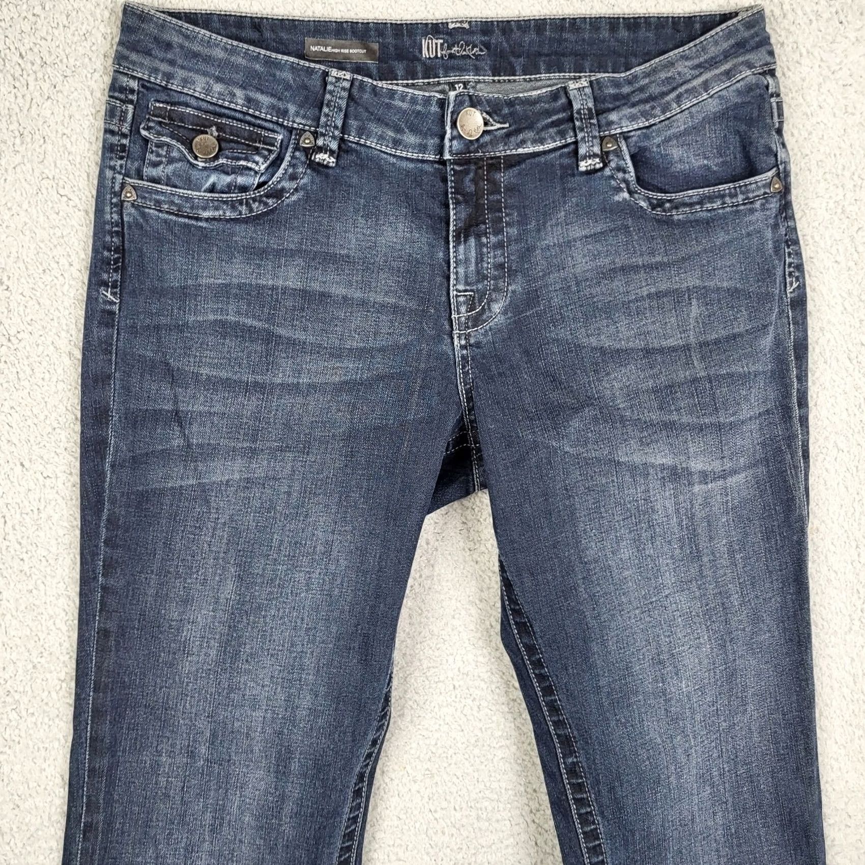 Vintage KUT from the Kloth Women's Bootcut Jeans 12 Denim Blue Mid Rise Casual Regular Cotton/spandex Size 34" / US 12 / IT 48 - 3 Thumbnail