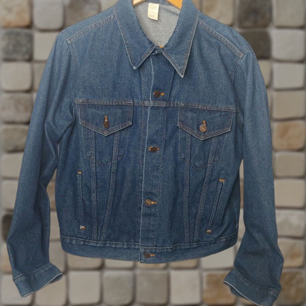 JCPenney VINTAGE JC Penney Denim Jacket Men XL Dark Blue Western Trucker Ranch Workwear Pockets Size US 36 / EU 52 - 1 Thumbnail