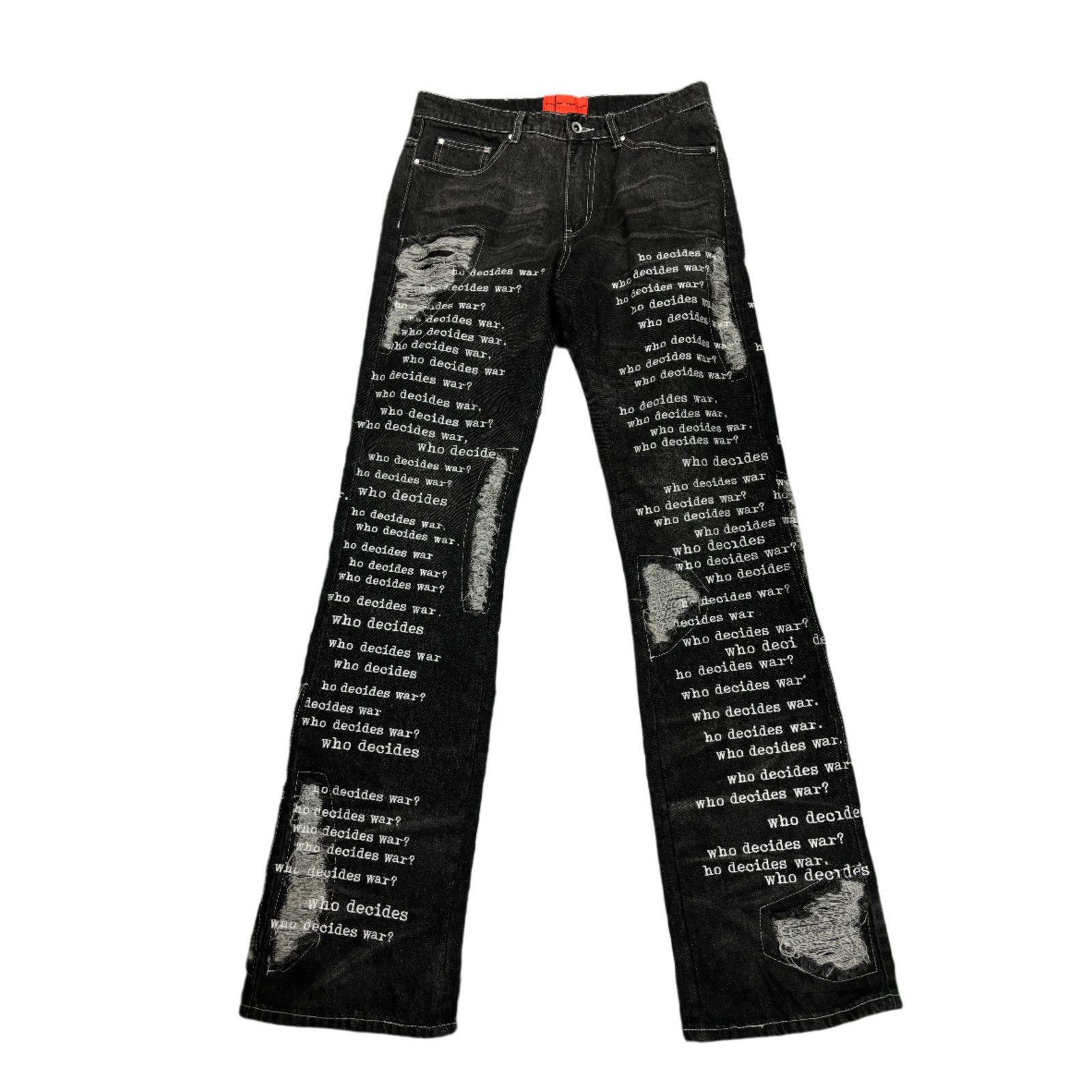 Who Decides War WDW Scripture Distressed Black Jeans Size US 32 / EU 48 - 1 Thumbnail